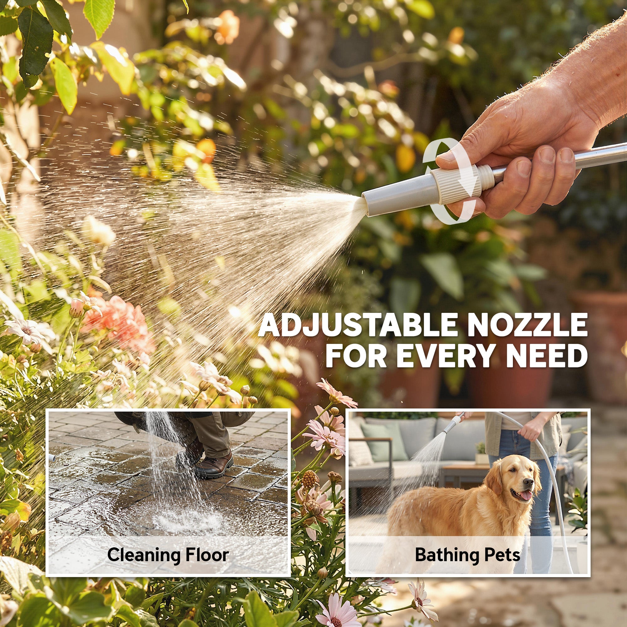 Hose Reel Cart with 148 ft Hose, 2-Mode Spray Nozzle, Faucet Adapter, Hose Guide & Crank — Garden Hose Reel for Yard & Balcony, 17.7 x 17.3 x 30.7 in, Gray
