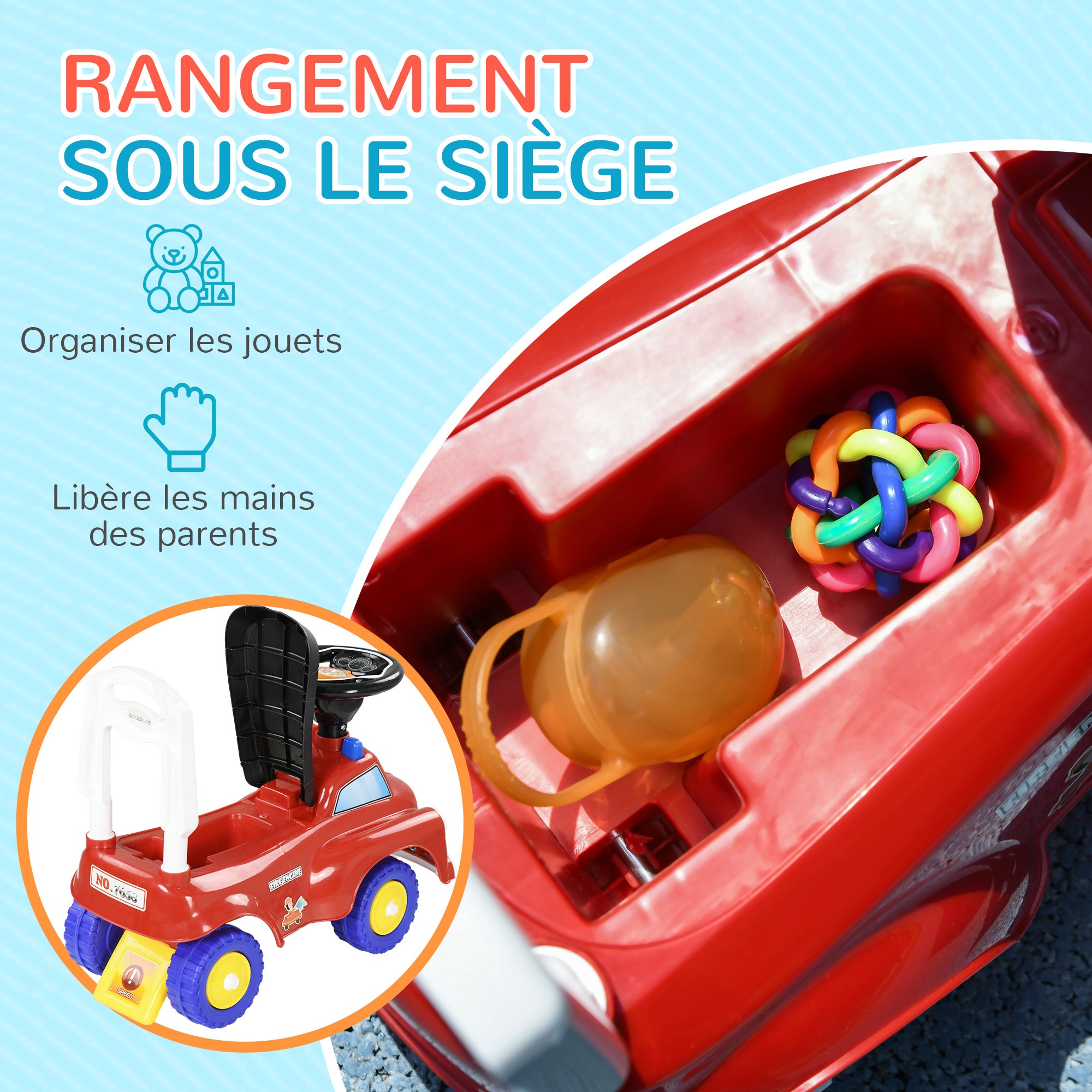 Push Car Walker Children's Fire Truck Push Toy 18-36 Months Storage Compartment Lights Music Red