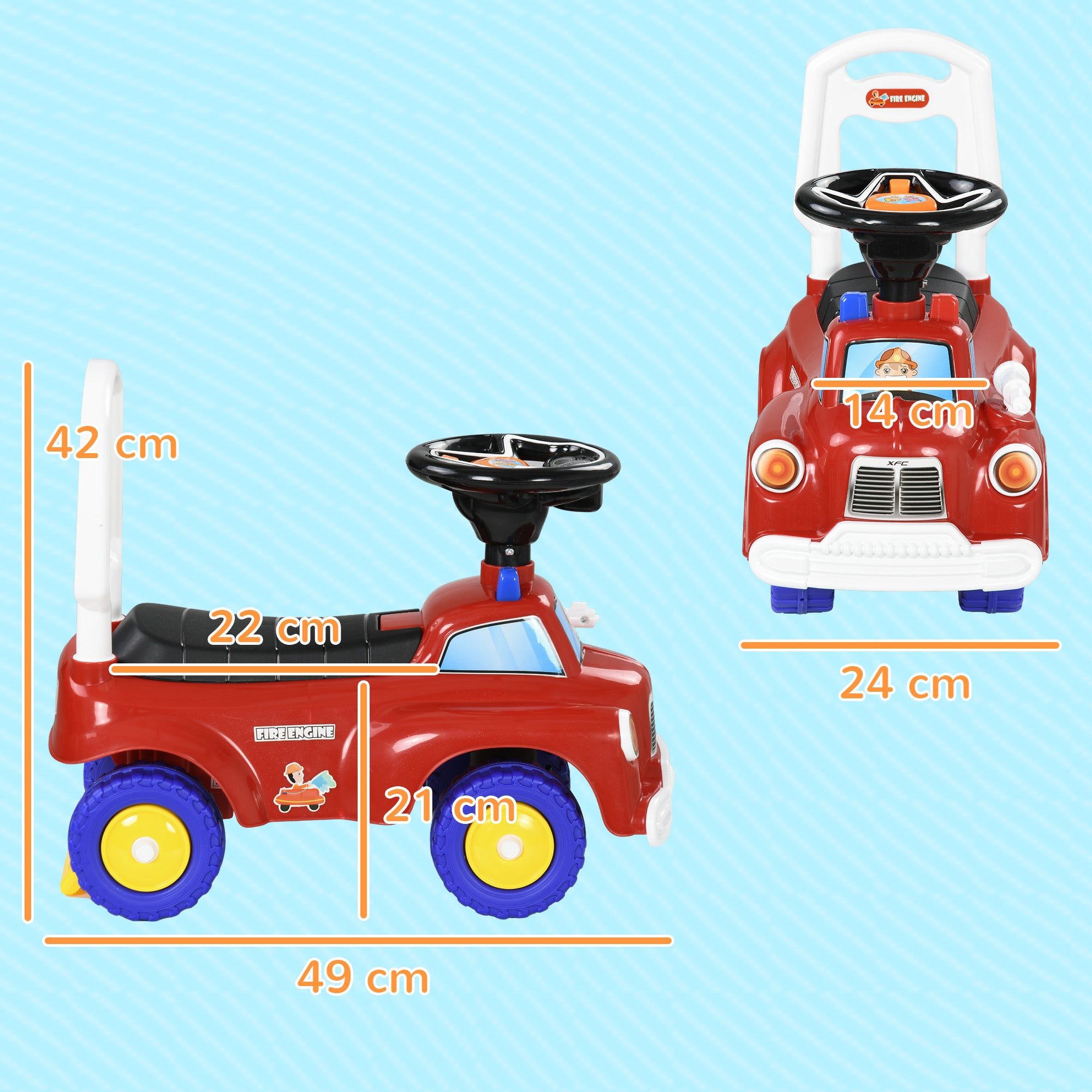 Push Car Walker Children's Fire Truck Push Toy 18-36 Months Storage Compartment Lights Music Red