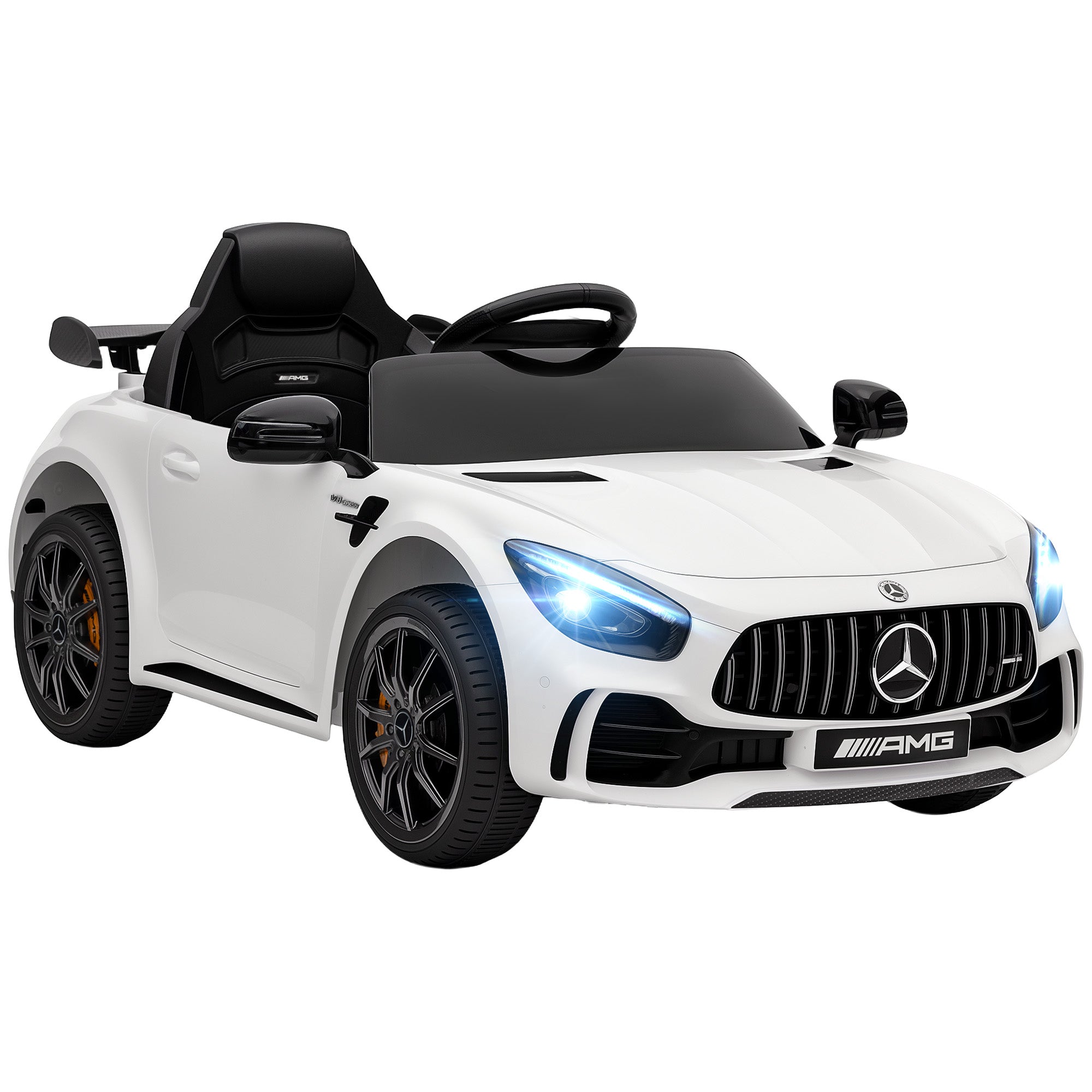 Kids Electric Car 12V Children's Car with 2.4G Remote Control, Kids Vehicle with Horn, MP3, Music, Soft Start, Reverse Function 3-5 km/h Electric Vehicle for 3-6 Years, White