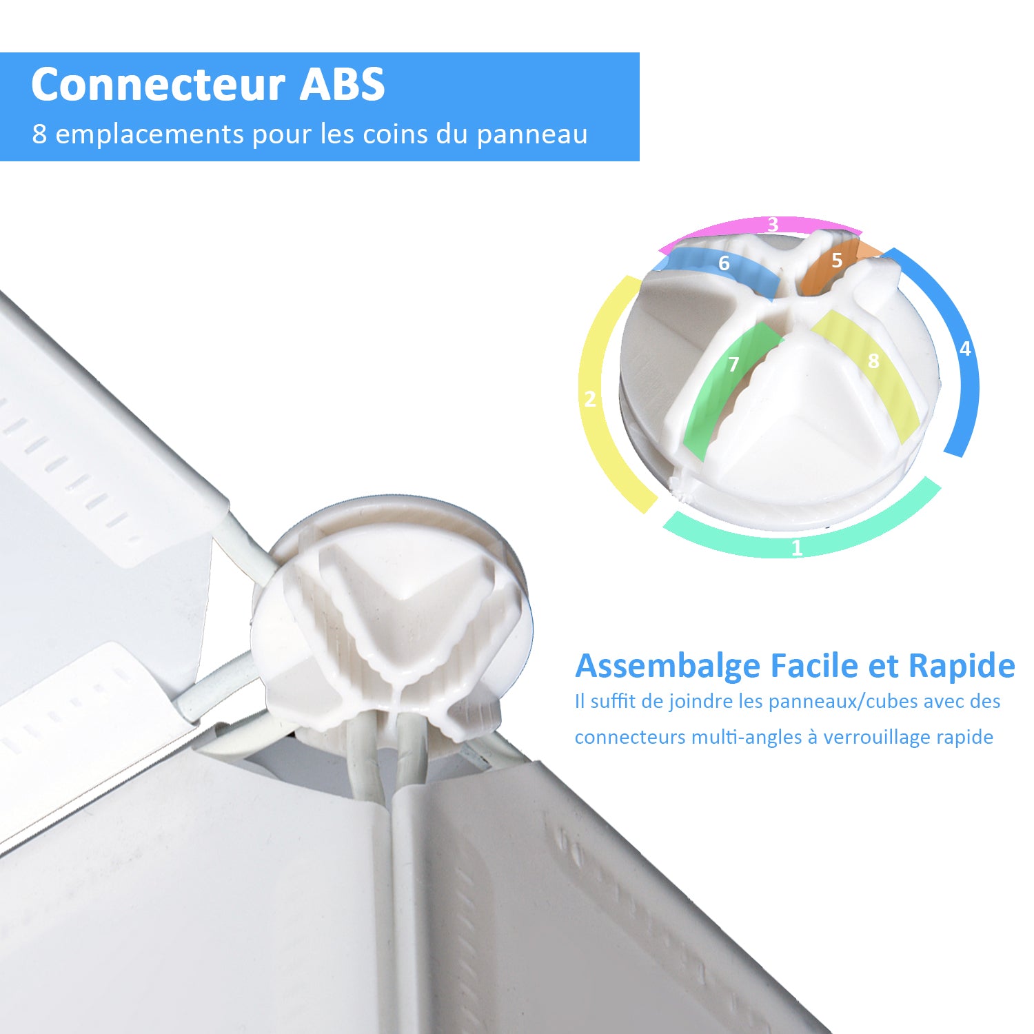 Modular Multi-Storage Cube Wardrobe 10 Cubes + 2 Shelves + Decorative Stickers 111L x 47W x 145H cm in White Plastic