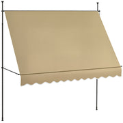 3x1.2m Manual Retractable Awning Exterior Terrace Roll-up Height Adjustable with Crank 210-300cm No Drill UV30+ Protection for Balcony Garden Beige