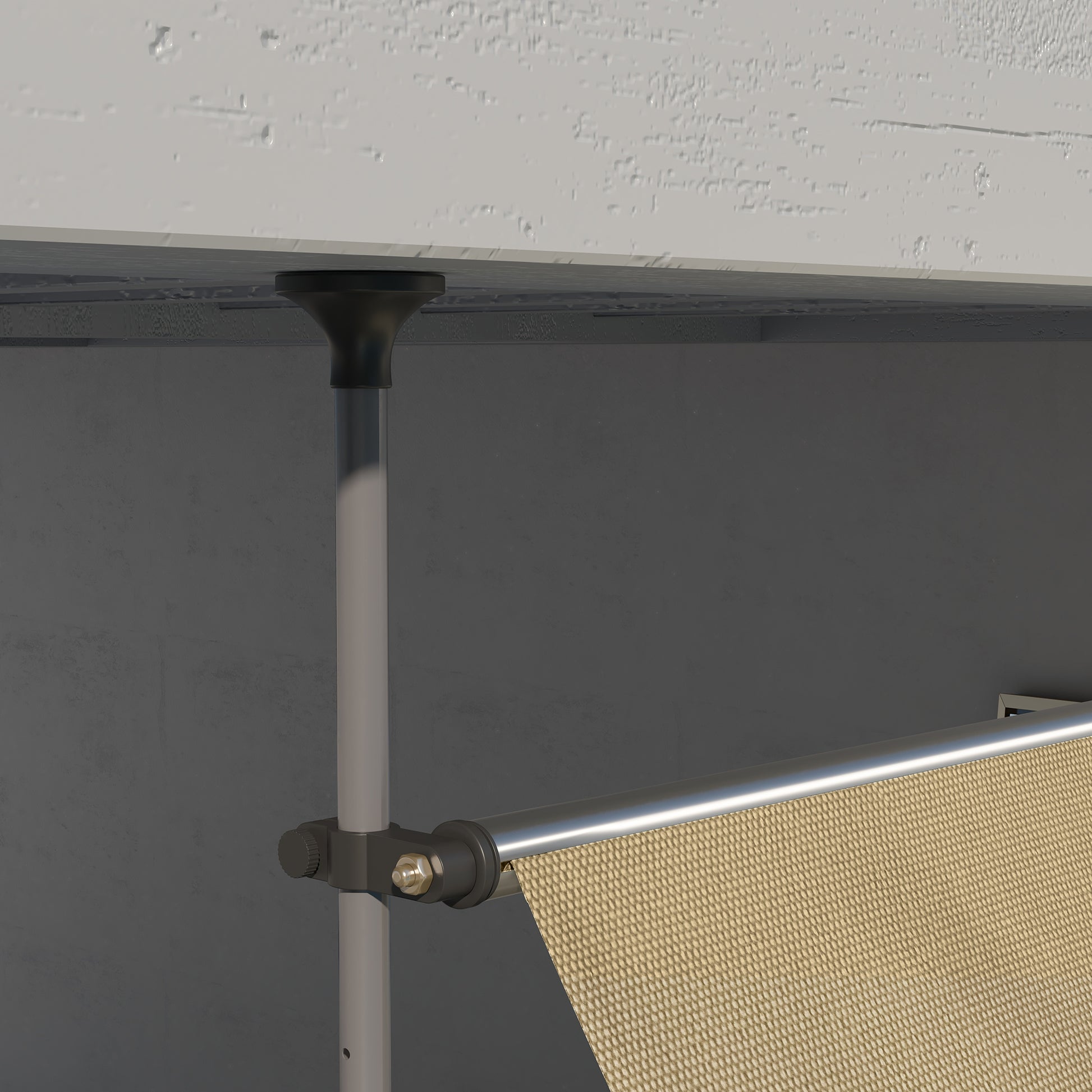 3x1.2m Manual Retractable Awning Exterior Terrace Roll-up Height Adjustable with Crank 210-300cm No Drill UV30+ Protection for Balcony Garden Beige