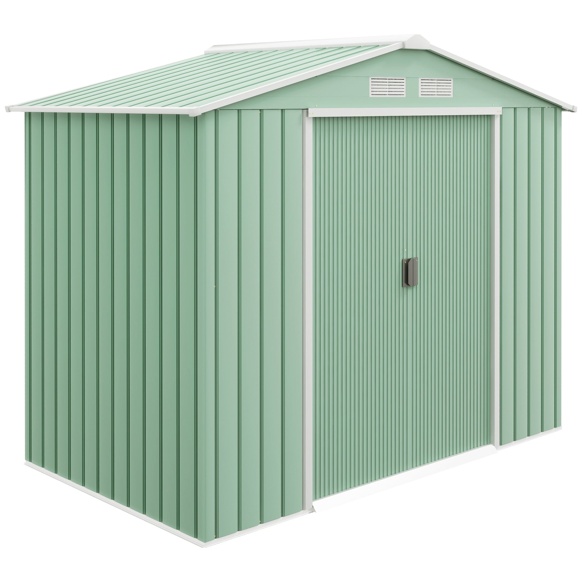 Tool Shed 2.5 m², Garden Shed with Pent Roof, Sliding Door, Foundation, 213 x 130 x 185 cm, Tool Shed made of Galvanized Steel, weatherproof, for Garden, Green