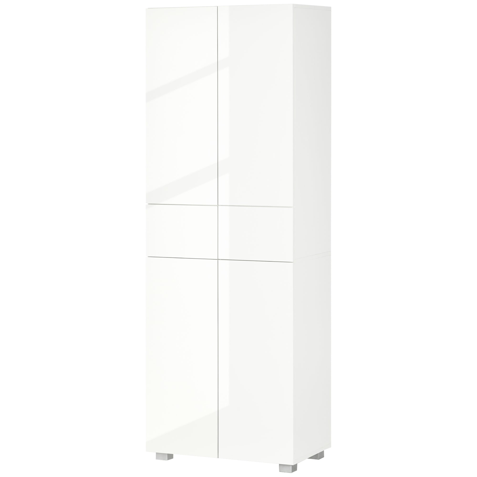 Kitchen Pantry Sideboard Kitchen Storage Cabinet with 4 Doors 2 Drawers and Adjustable Shelves for Dining Room Modern Style Anti-tip 60x35x170 cm White