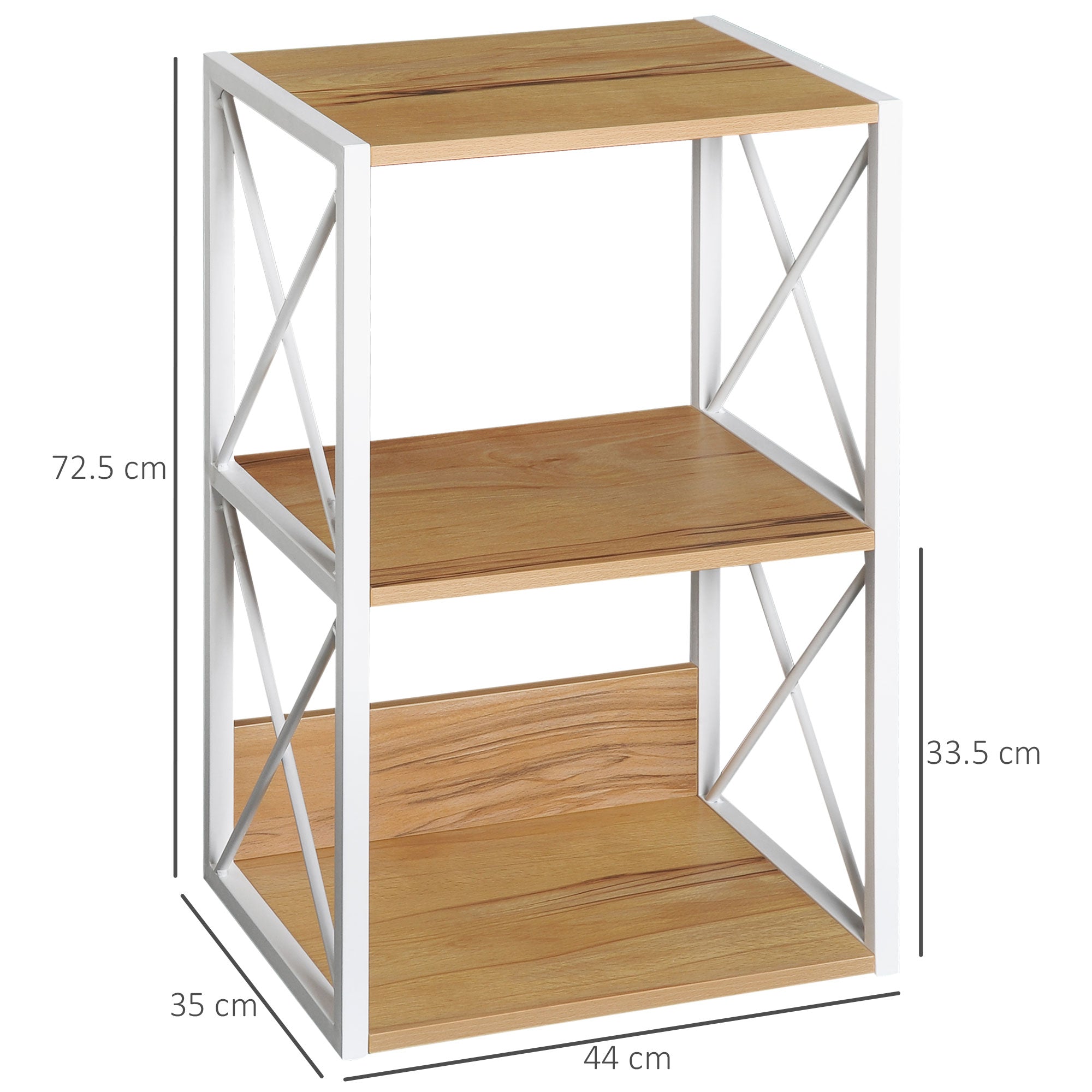 Shelf Unit for Living Room Kitchen, Bathroom 3-Tier Space Saver Wood 40x35x72.5cm