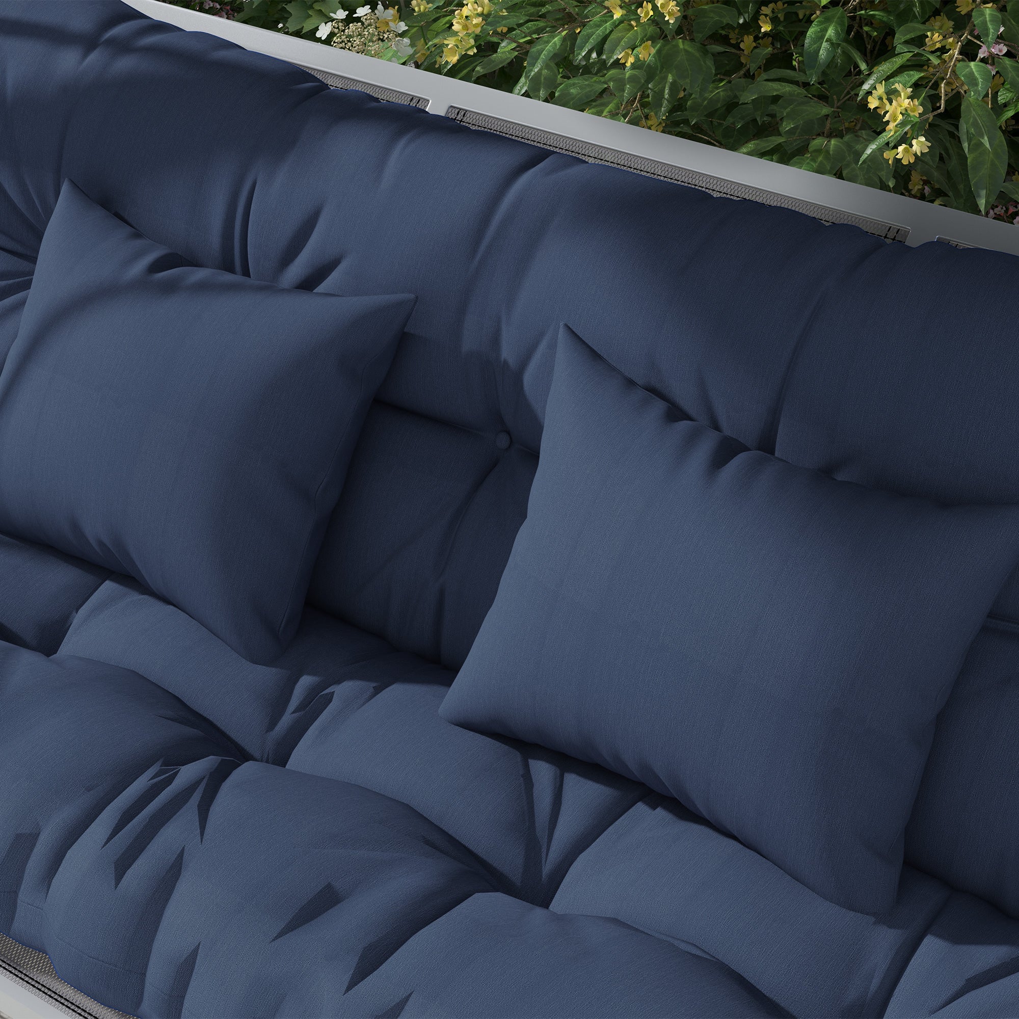4-Piece Tufted Bench Cushion Set, 59 x 19.7 in, Water-Resistant with Ties, 4 in Thick Seat & Back Pads for Patio/Garden/Bench, Navy Blue
