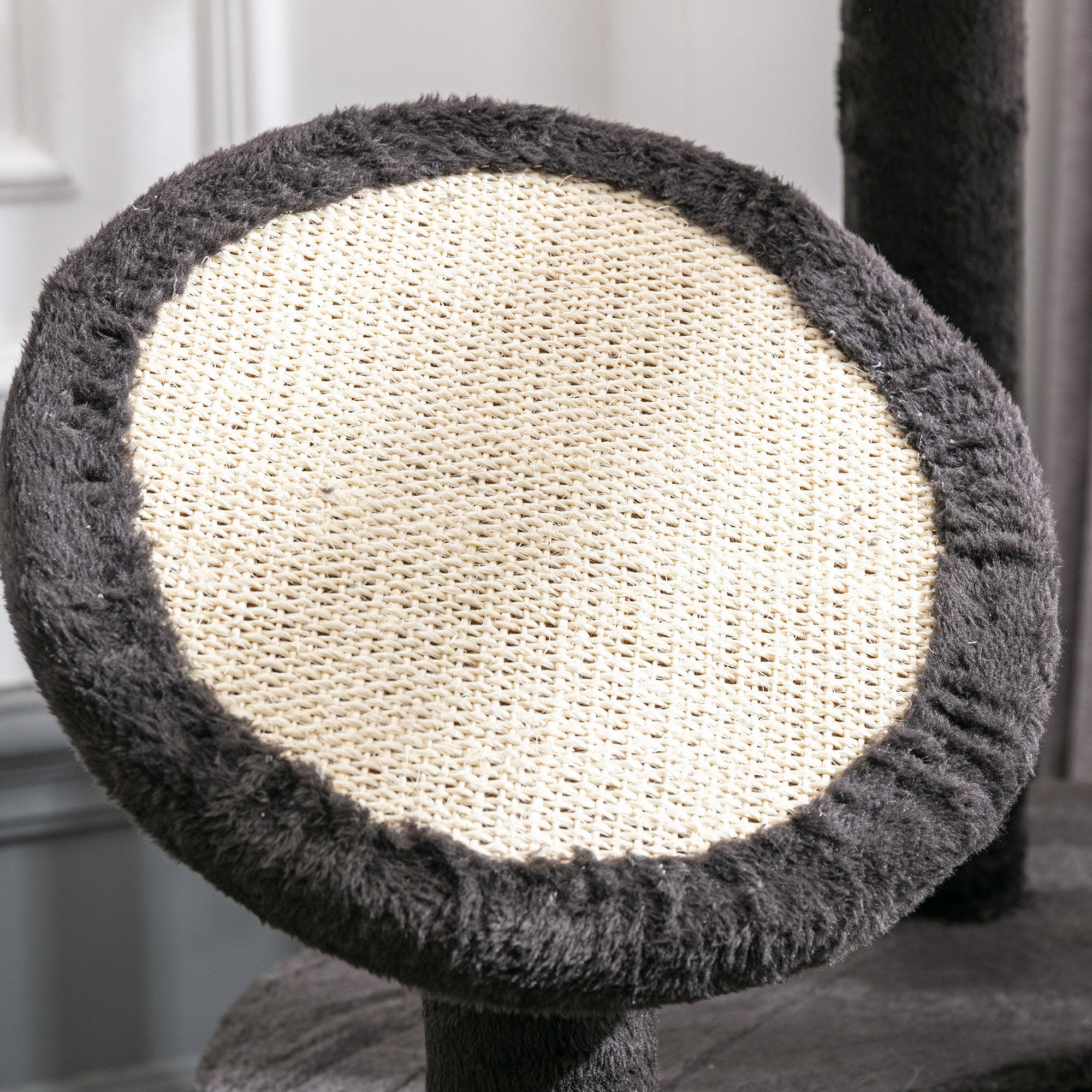 Cat Scratching Tree Large 65x50x153 cm Cat Tower Activity Center with Multiple Platforms Post Hammock Toy Balls and Dark Gray Cave