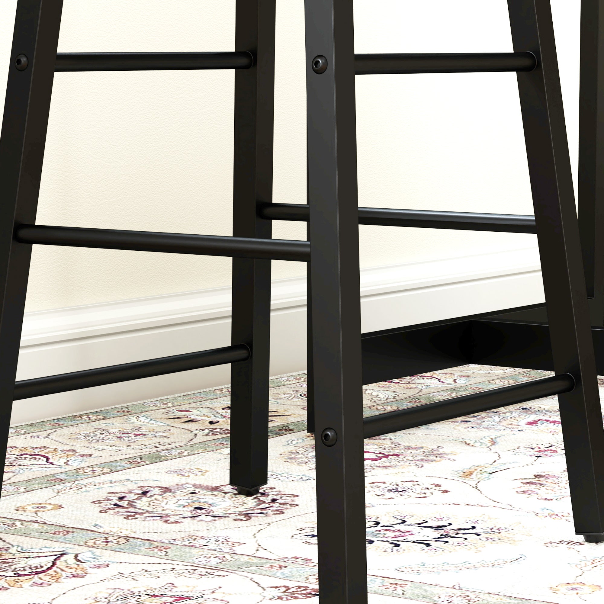 Bar Table Set Bar Table with Bar Stool Set Kitchen Counter with 2 Bar Chairs and Footrest Modern Kitchen Table with 4 Adjustable Shelves for Kitchen, Dining Room, Oak