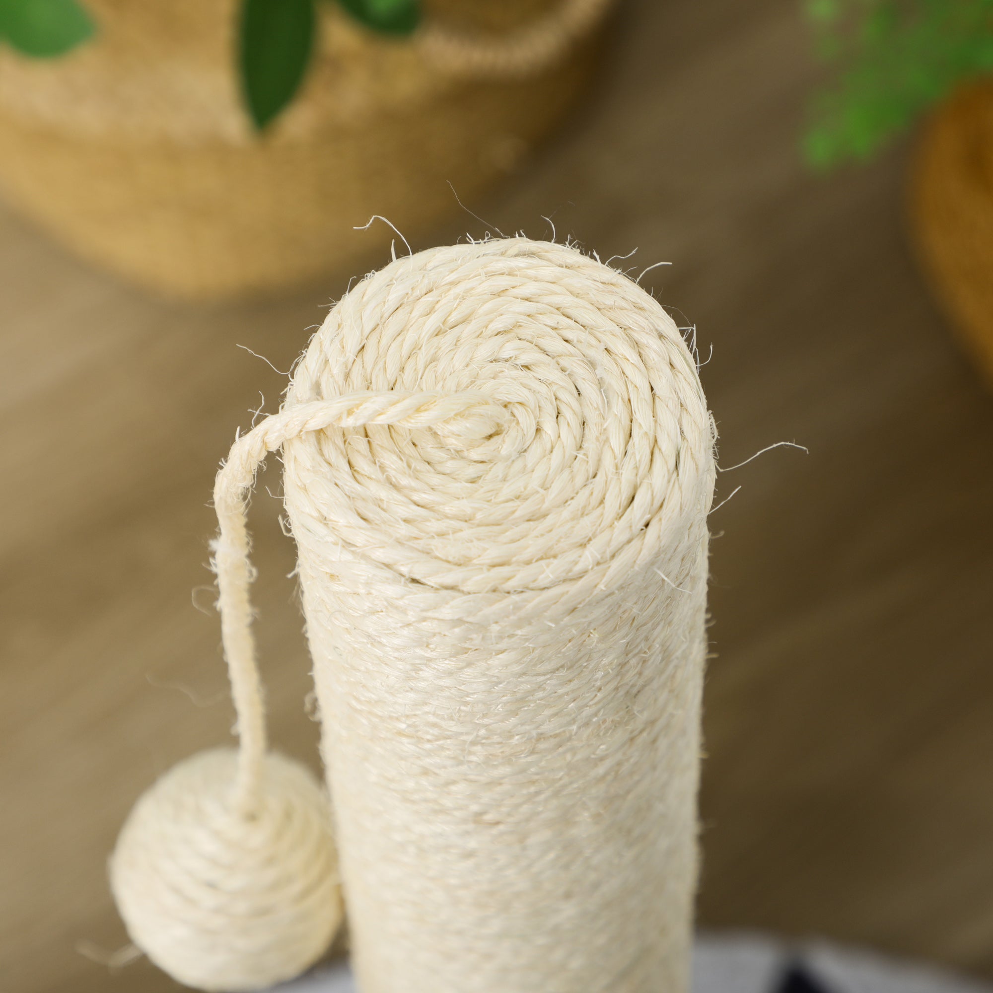 Cat Scratching Post, 62cm Scratching Pole for Cats, Small Cat Tree with Toy Ball, Jute Scratching Post, Cat Furniture, Indoor, Light Grey+Beige