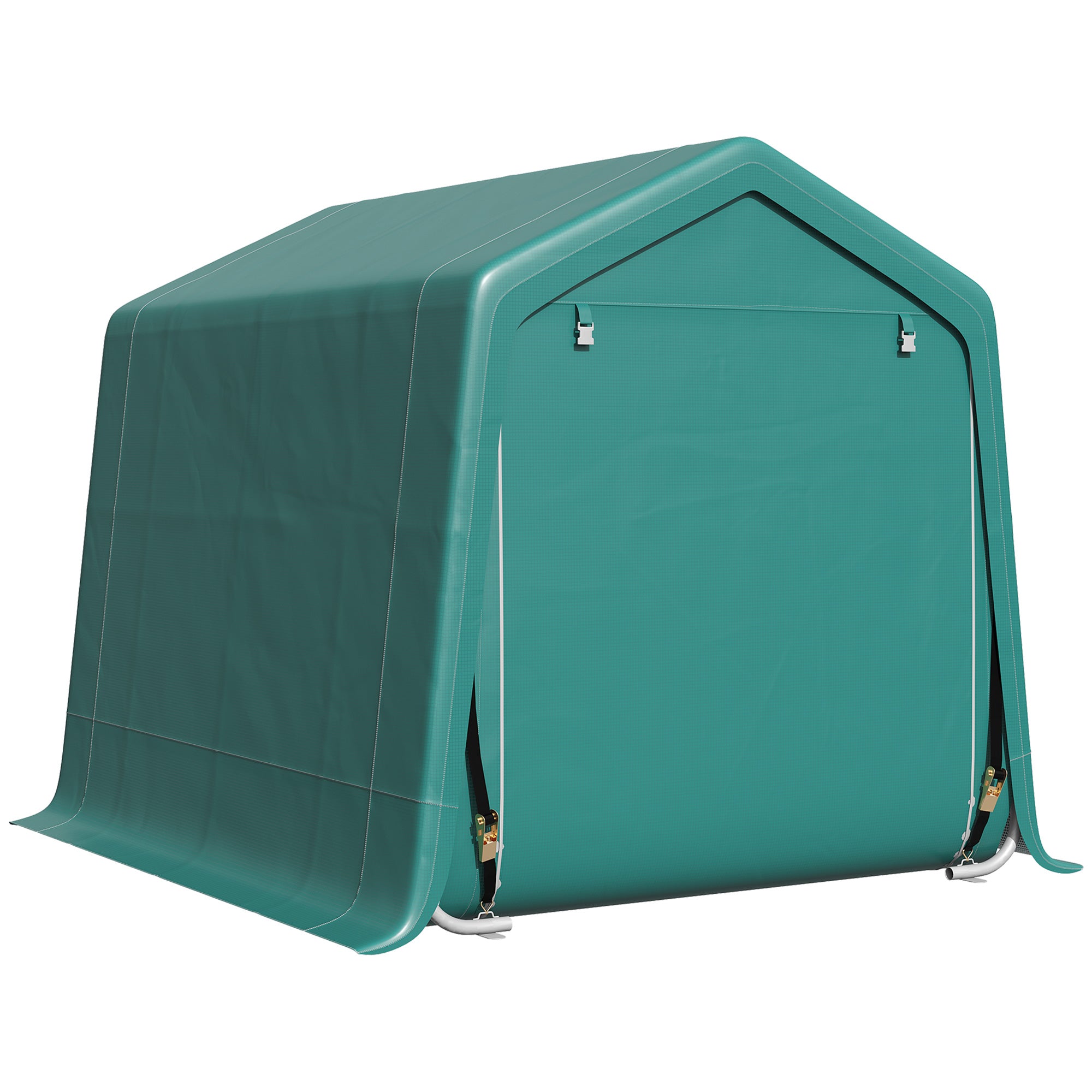 Garden Shed for Tools Bicycles 2.4x2x2 m Outdoor Storage Shed with 2 Zippered Doors Waterproof Anti-UV Garden Tent Green