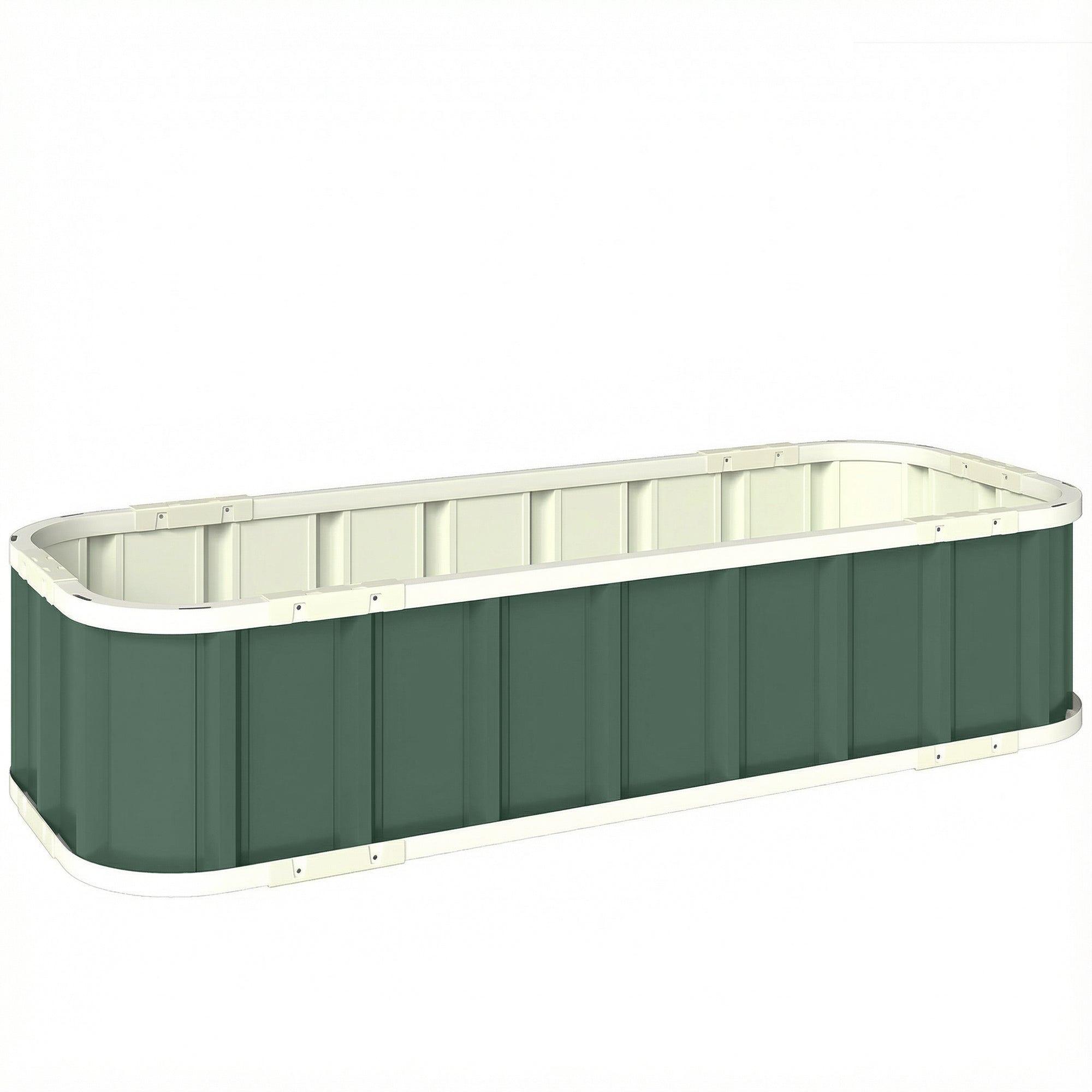 Steel Raised Garden Bed Planter with Click-Lock, Folded Edge — 136 x 52 x 31 cm (53.5 x 20.5 x 12.2 in) — Light Green