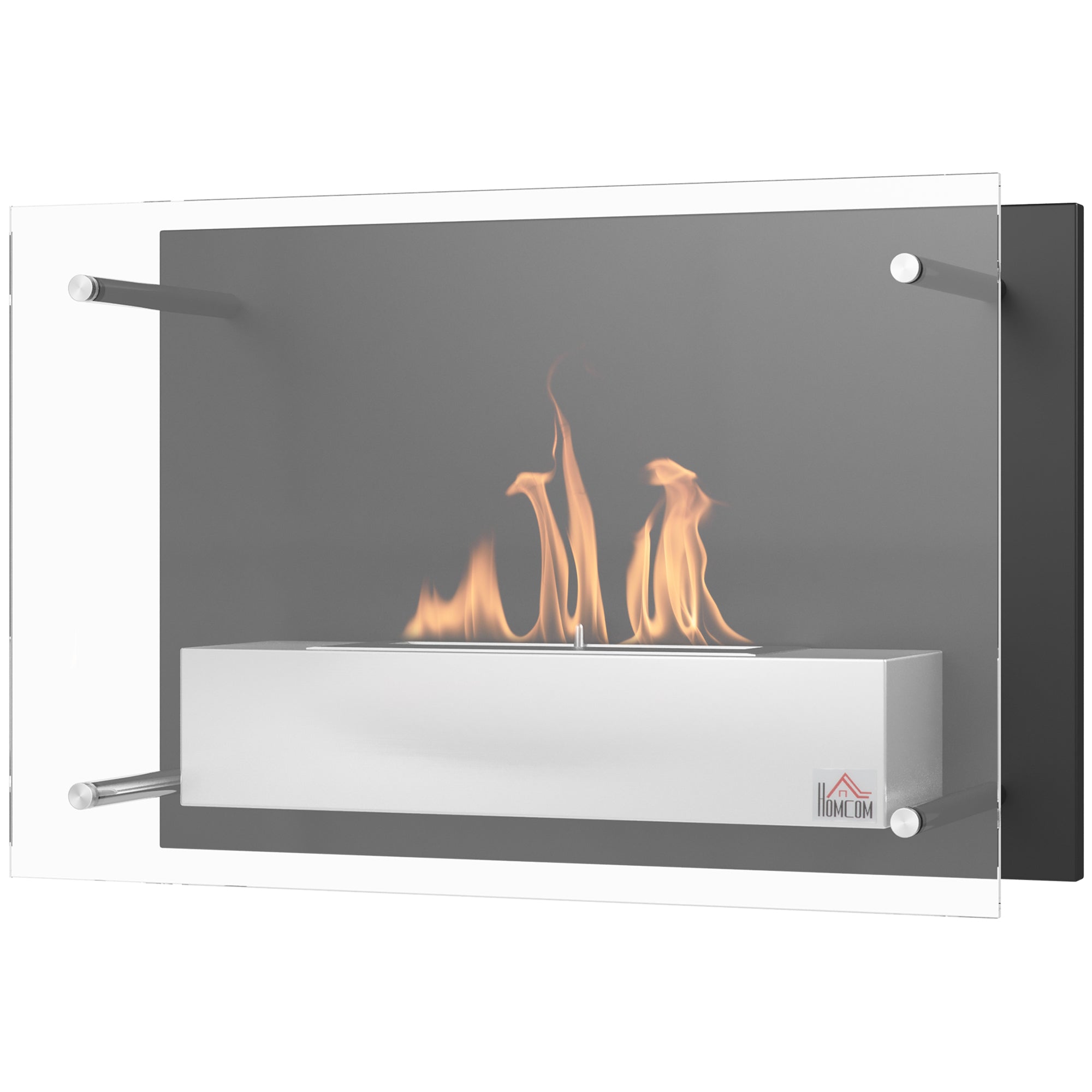Wall-Mounted Bioethanol Fireplace Ethanol Stove 1.5 L Capacity 3-Hour Combustion Stainless Steel Tank for 20-25 m² 60x22x40 cm Black