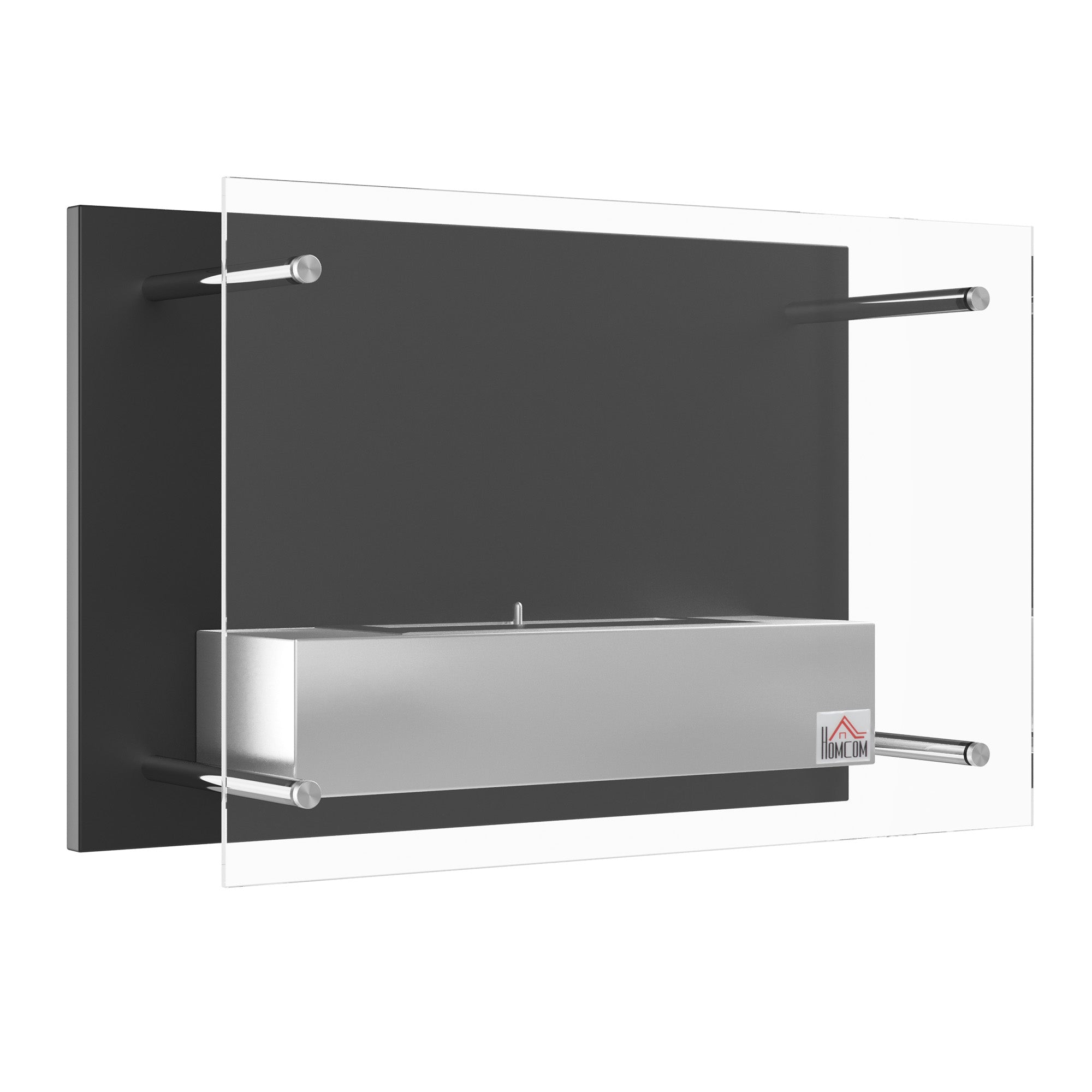 Wall-Mounted Bioethanol Fireplace Ethanol Stove 1.5 L Capacity 3-Hour Combustion Stainless Steel Tank for 20-25 m² 60x22x40 cm Black