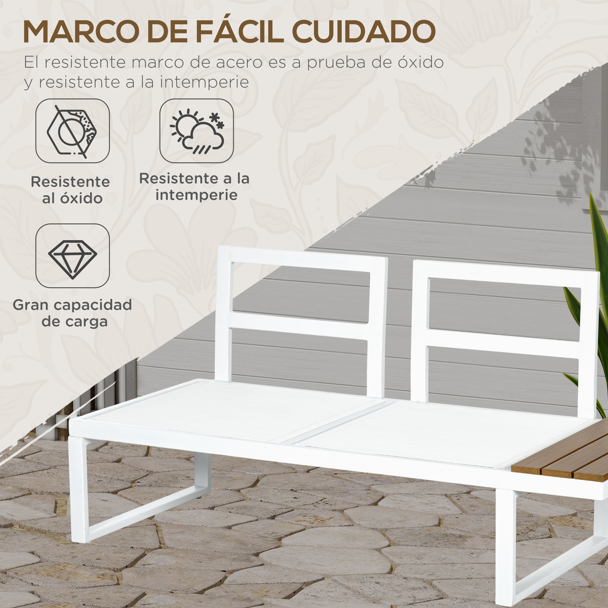 4-Piece Outdoor Garden Furniture Set Patio Furniture Set Includes 2 Double Sofas 1 Reclining Corner Sofa and Coffee Table with Cushions Cream