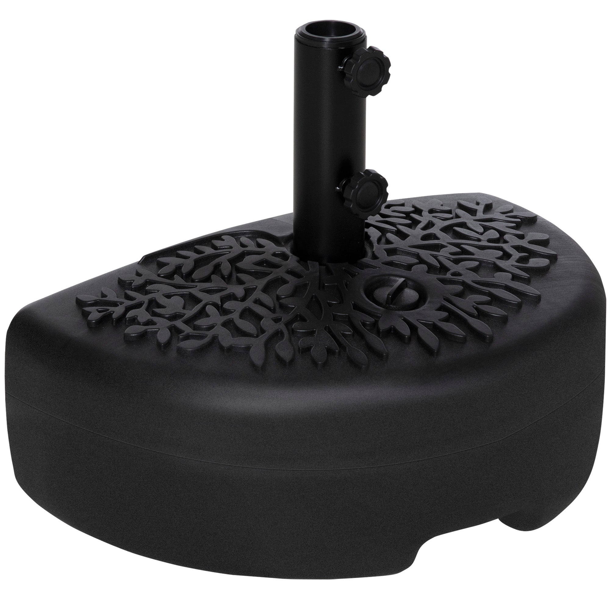 Wall-Mounted Umbrella Base Ø38/48 mm Semicircular Fillable Parasol Stand with 21 kg Water or 18 kg Sand for Garden Patio Terrace Outdoor 50x31x38 cm Black