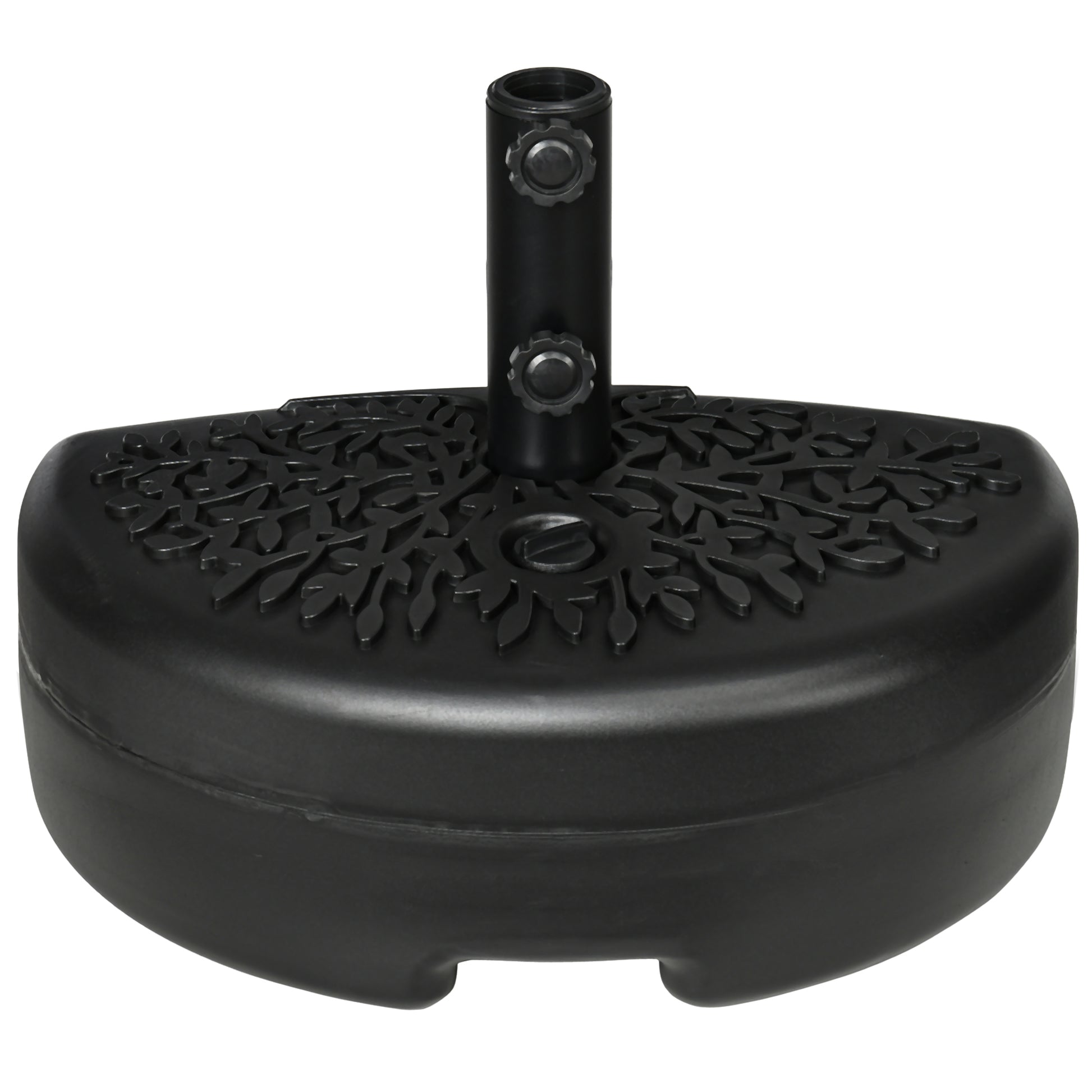 Wall-Mounted Umbrella Base Ø38/48 mm Semicircular Fillable Parasol Stand with 21 kg Water or 18 kg Sand for Garden Patio Terrace Outdoor 50x31x38 cm Black