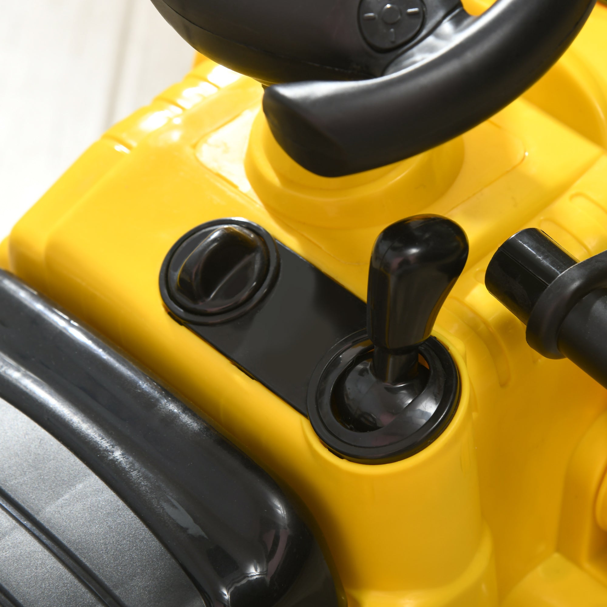 Seat Excavator with Built-in Storage Compartment Kids Ride-on Tractor Kids Digger with Horn Slider Digger Vehicle Wheel Yellow+Black 80 x 26.5 x 39 cm