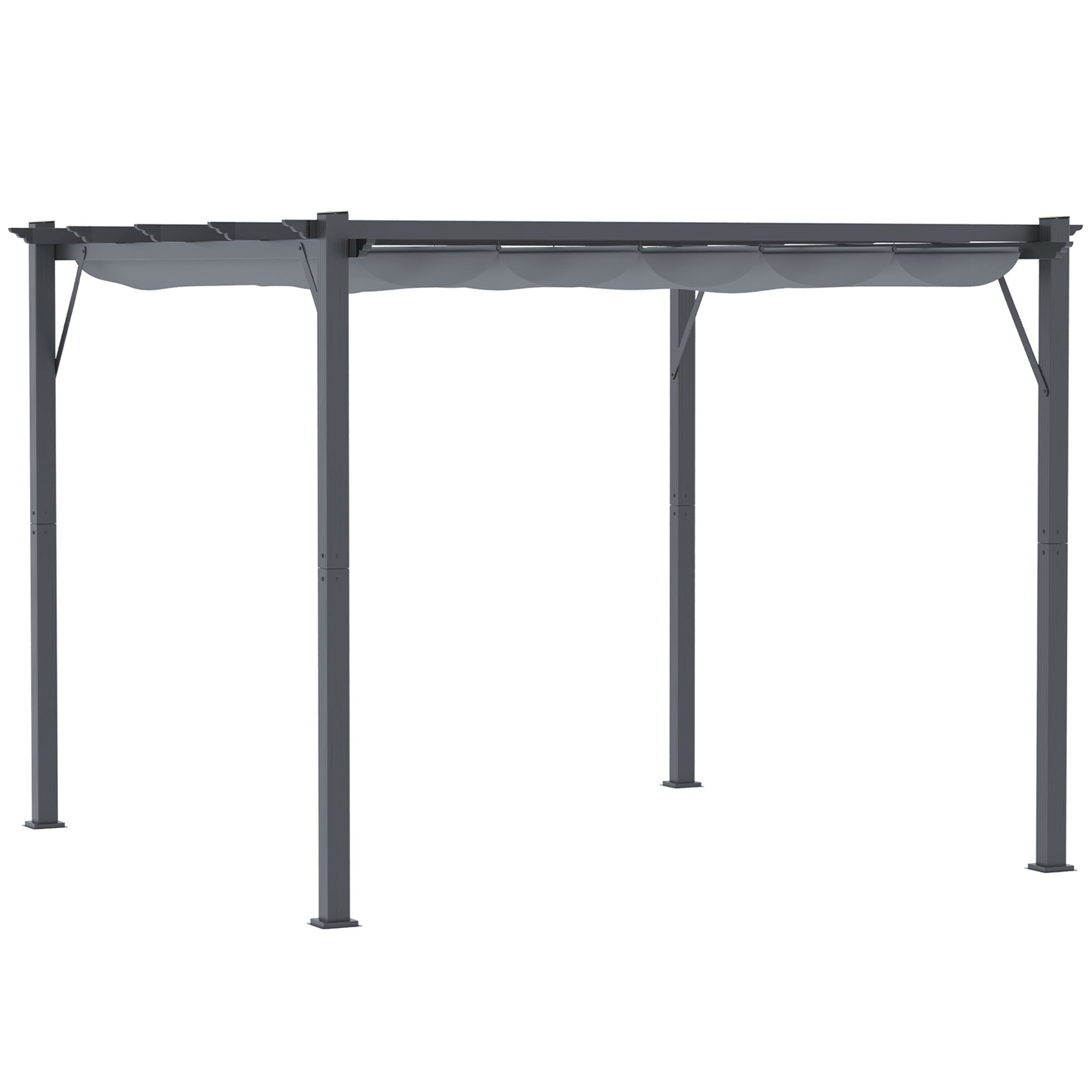 Pergola Pavilion Patio Cover with Sliding Roof Garden Aluminum Charcoal Gray + Dark Gray 3x3x2.23m