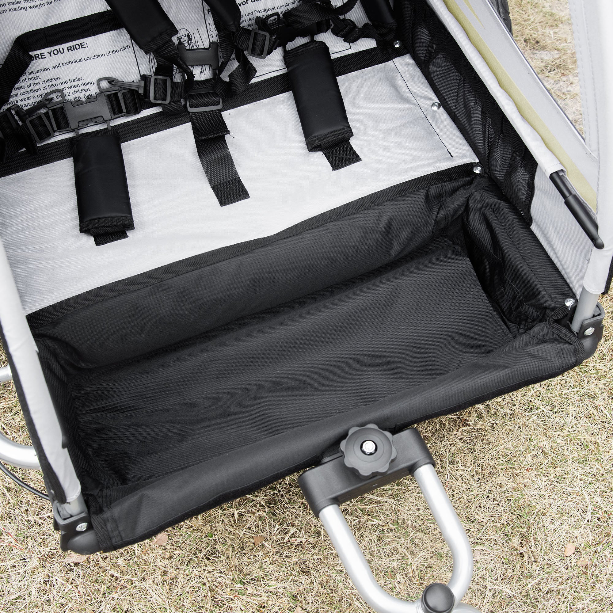 2 in 1 folding child trailer bike trailer with detachable front wheel, rear brakes, child bike trailer for 2 children from 18 months, up to 26.4 kg load-bearing capacity, Green