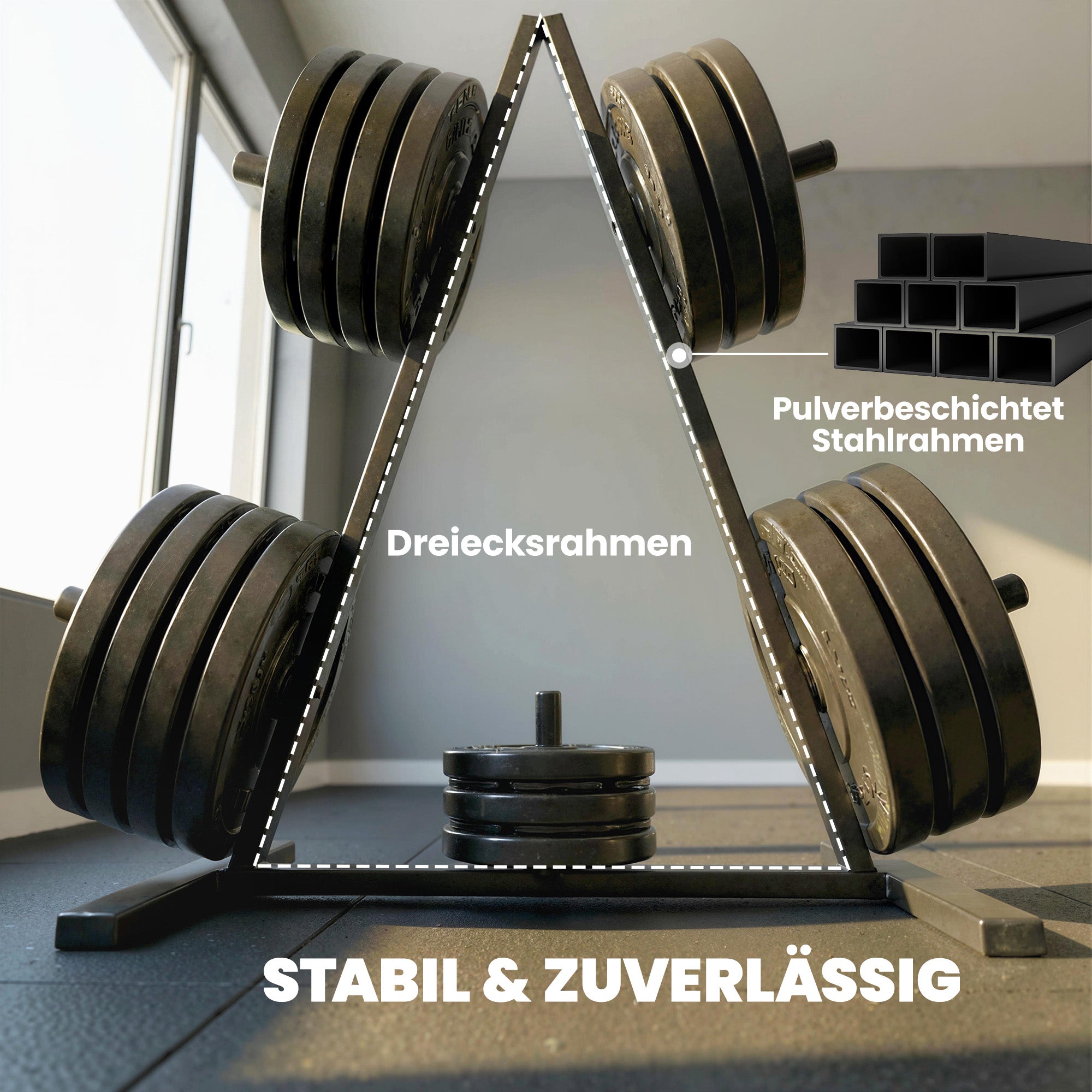 SPORTNOW Weight Plate Rack for 1 in (2.5 cm) Plates — 200 kg (441 lb) Capacity — Home Gym Storage