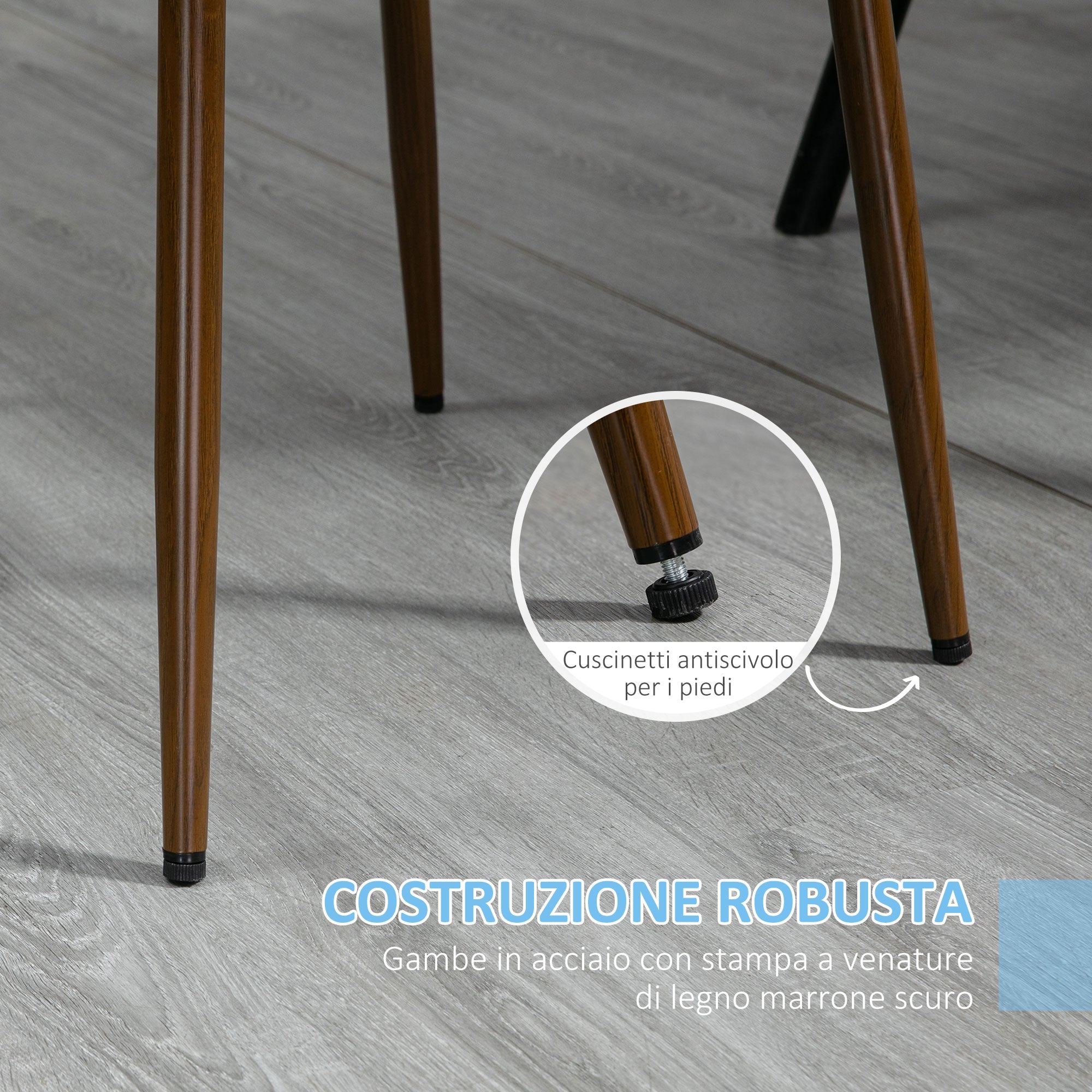 Padded Kitchen Chairs, Set of 4 made of Polyester and Steel, 47x55x86 cm, Blue