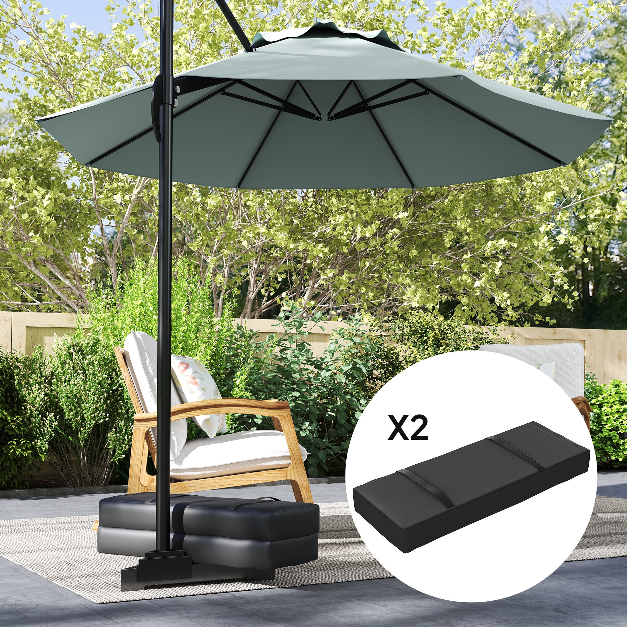 2 Pack Sandbags for Sunshade Fillable up to 25 kg Sandbag for Umbrella Stand 600D Oxford Weighted for filling Weighting Sunshade Base for Outdoor Umbrella Stand Black