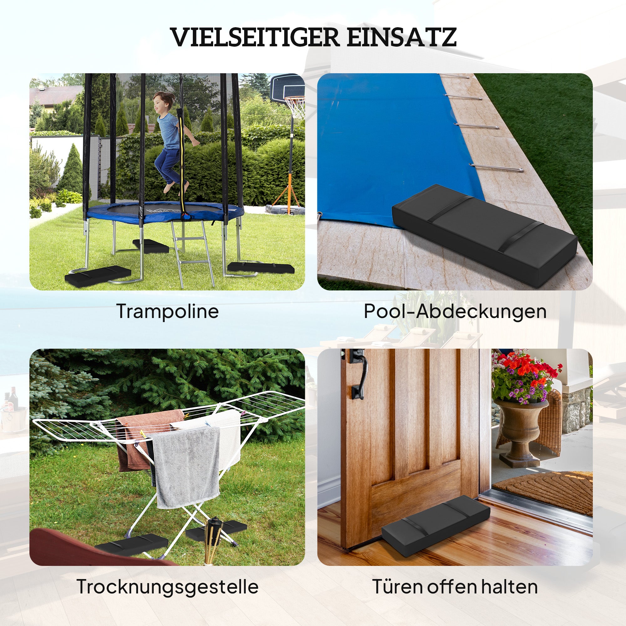 2 Pack Sandbags for Sunshade Fillable up to 25 kg Sandbag for Umbrella Stand 600D Oxford Weighted for filling Weighting Sunshade Base for Outdoor Umbrella Stand Black