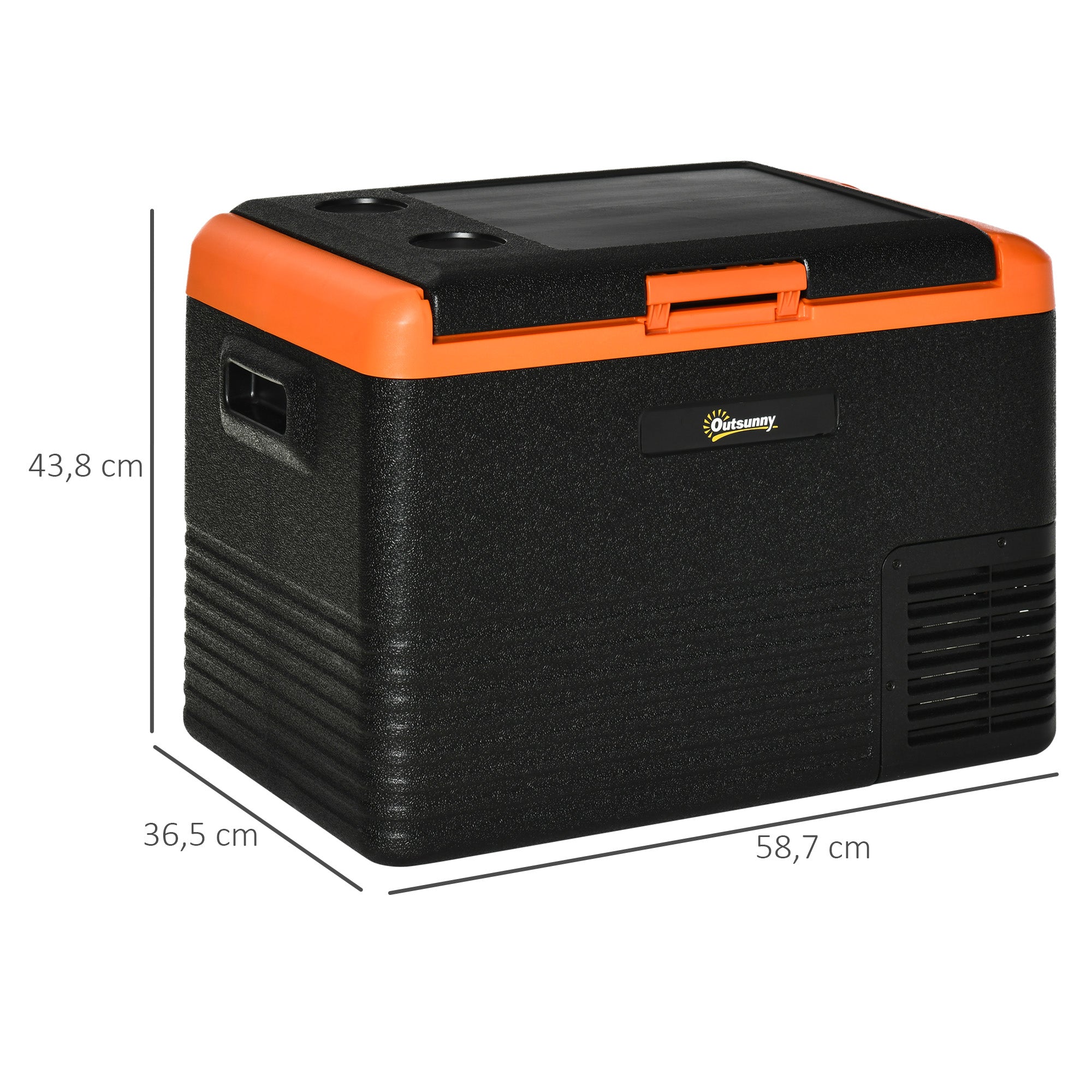 Portable Electric 40L Car Refrigerator 12V/24V up to -20℃ Mini Fridge with Compressor Touch LED Display for Home Camping Travel Car 58.7x36.5x43.8 cm Black