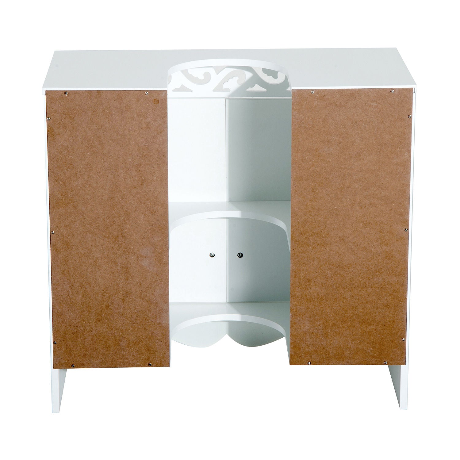 Bathroom Cabinet with 2 Doors and Shelves 60x30x56cm Modern White Wood Design