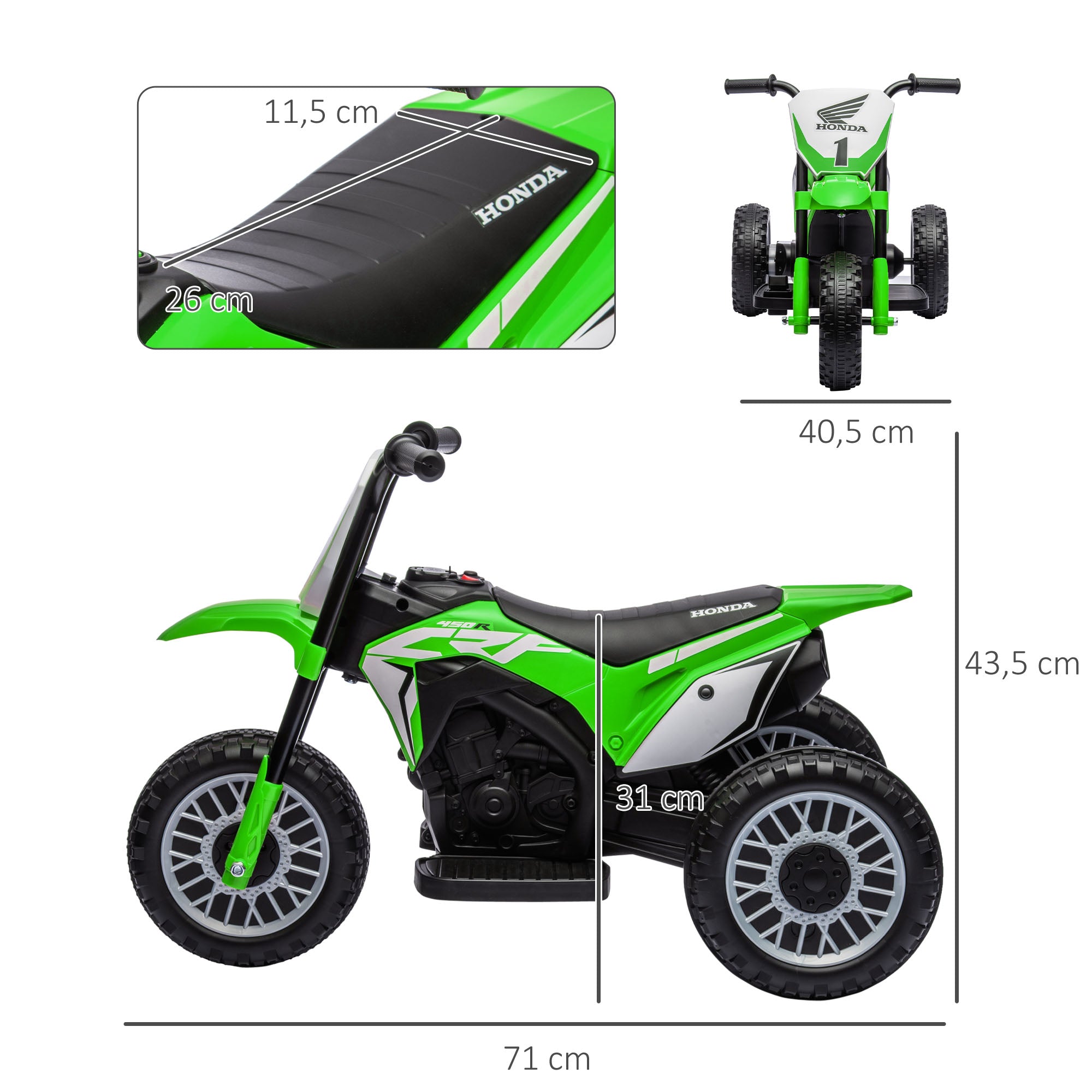 Kid's Electric Motorcycle Electric Motorcycle with Horn, Startup Music, Children's Electric Bike for Kids 1.5-3 Years Green