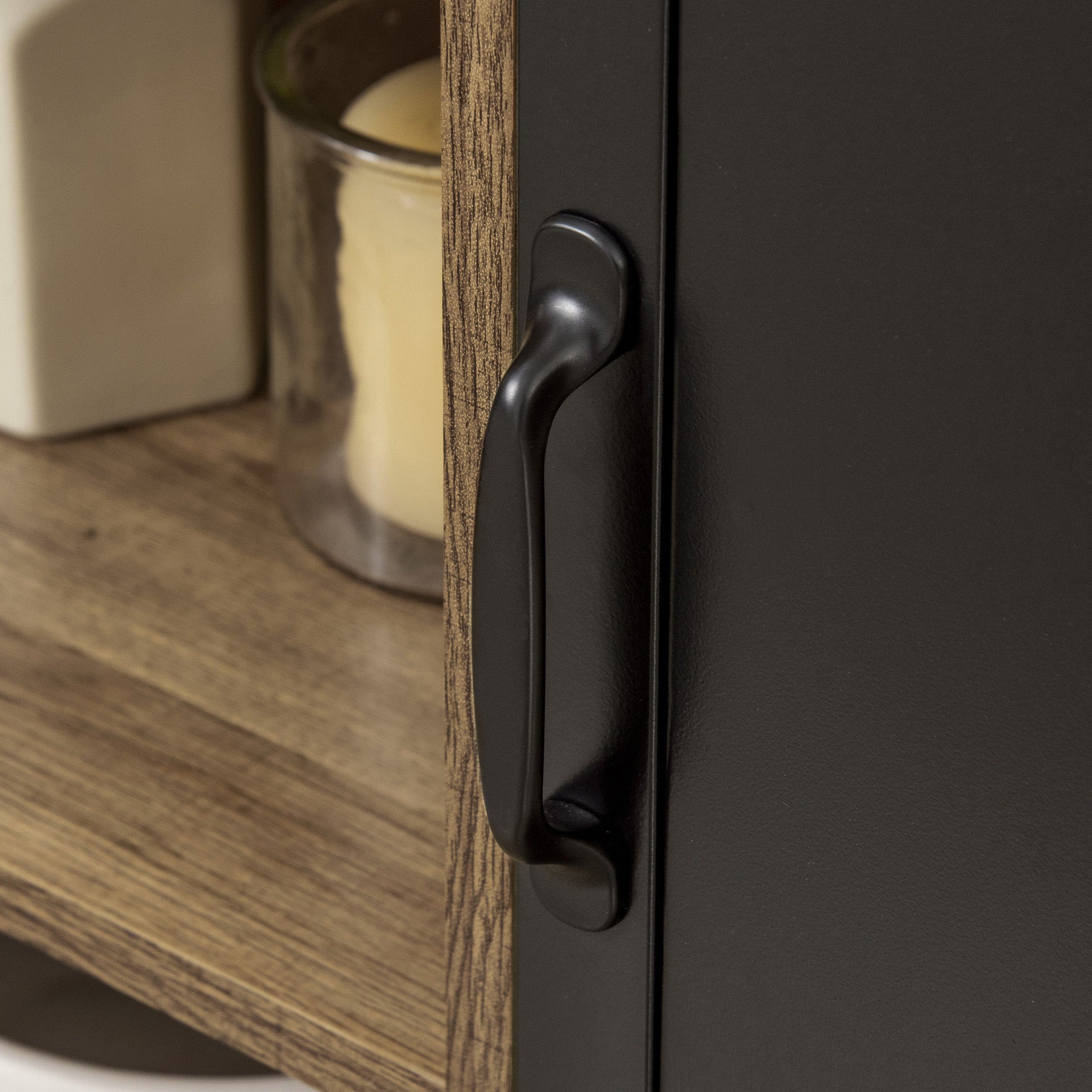 Industrial Sideboard - Storage Unit on legs with 3 niches Cupboard - in Wood and Black Metal Door
