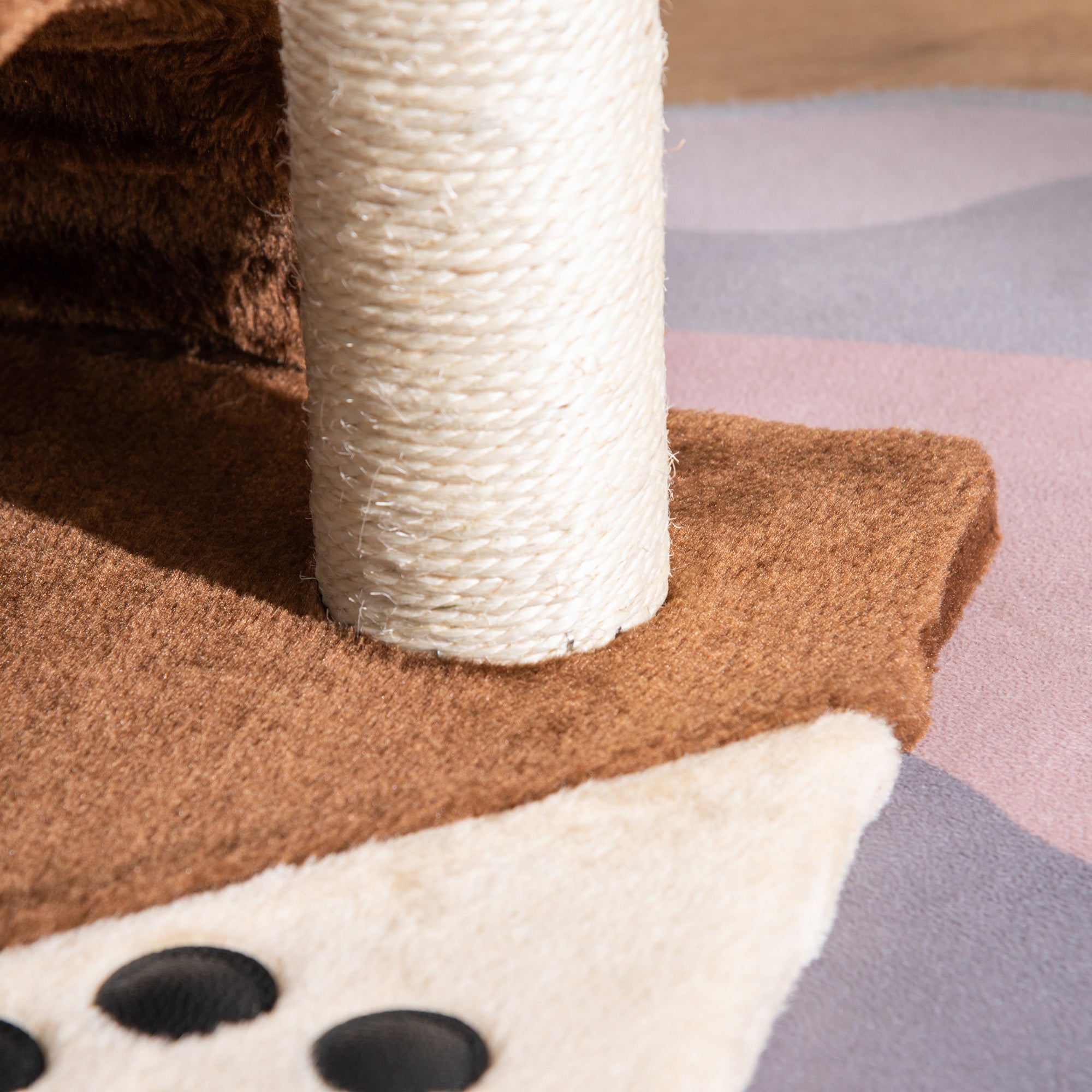 Small Cat Scratching Tree Height 46 cm 2-Level Cat Tree with Scratching Post Scratching Board Platforms and Hanging Ball Toy 35.5x37x46 cm Brown