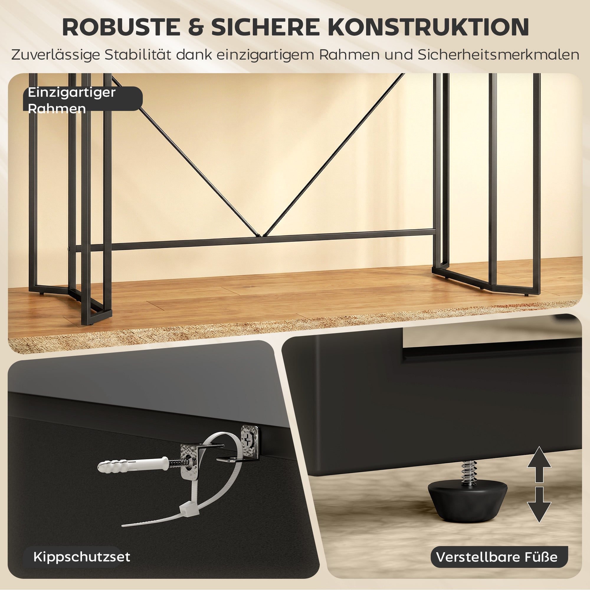 Computer Desk with 2 Drawers, Modern Design Metal Frame for Home Office & Bedroom — 47.2 x 23.6 x 30.3 in, Black