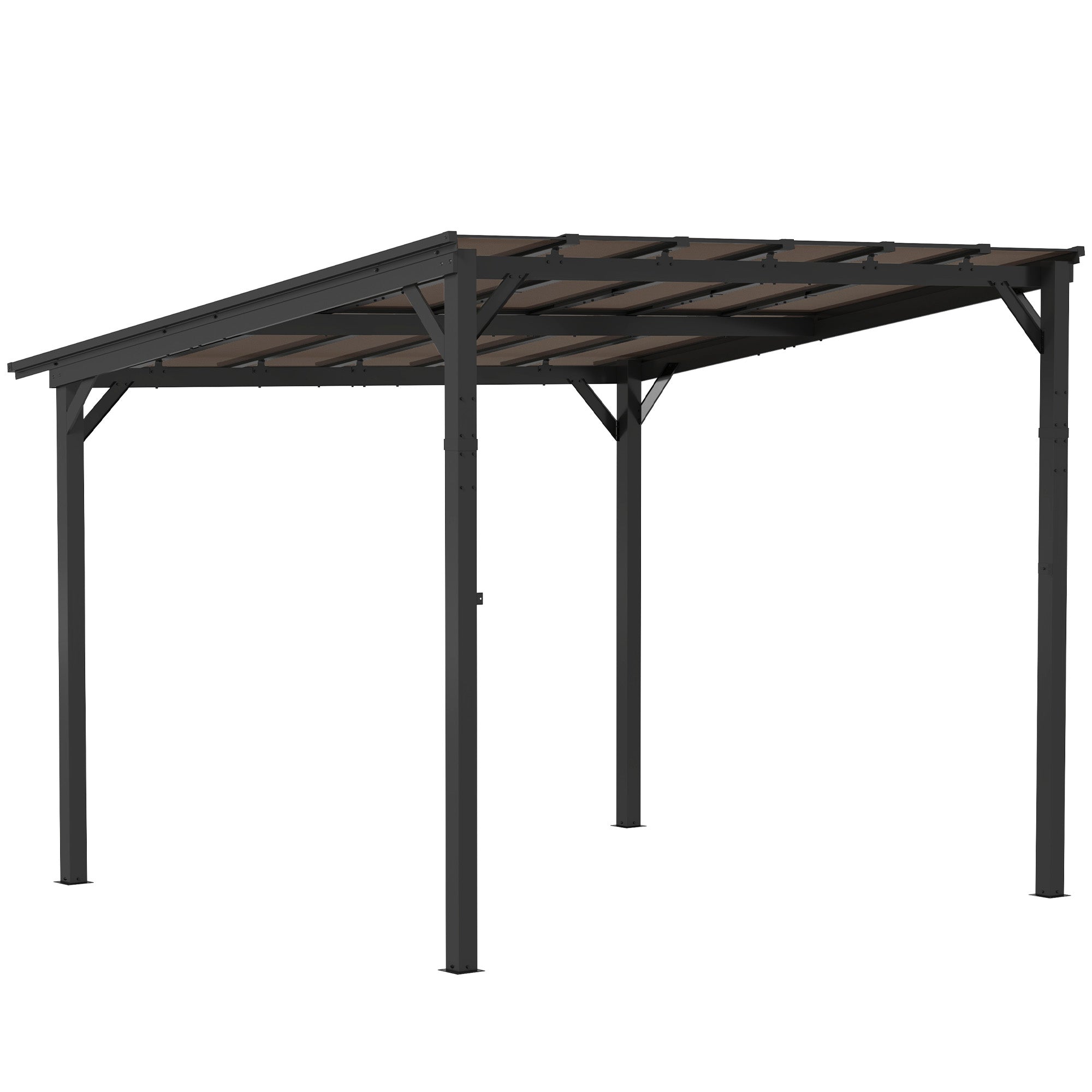 Pergola Pavilion approx. 3x3m, Waterproof, Stable, Winterproof Patio Cover with UV Protection 50+, Wall-Mounted Metal Garden Pavilion, Sunshade for Garden Terrace Balcony Dark Grey