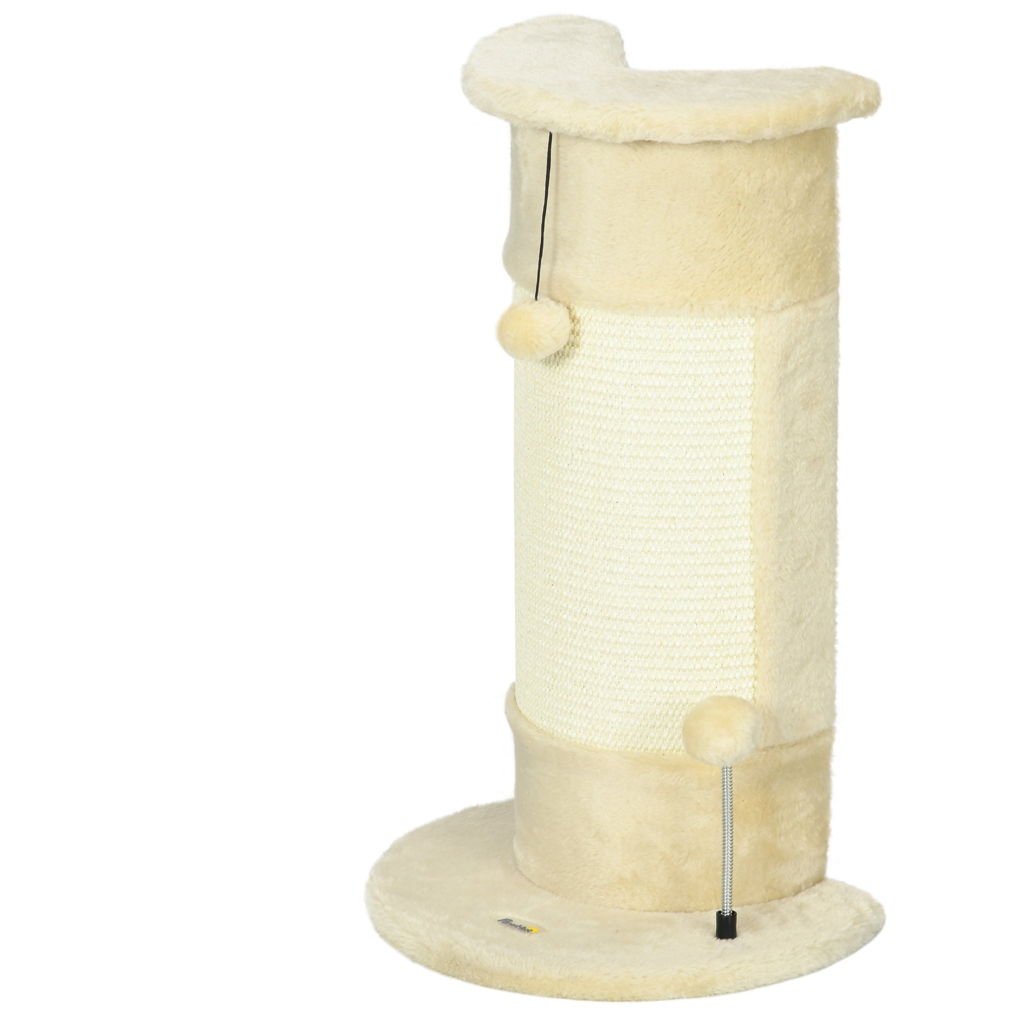 Corner Scratching Post, 58cm Sisal Scratching Pole, Cat Tree with Scratching Ball, Cat Furniture for Indoor, Cream White
