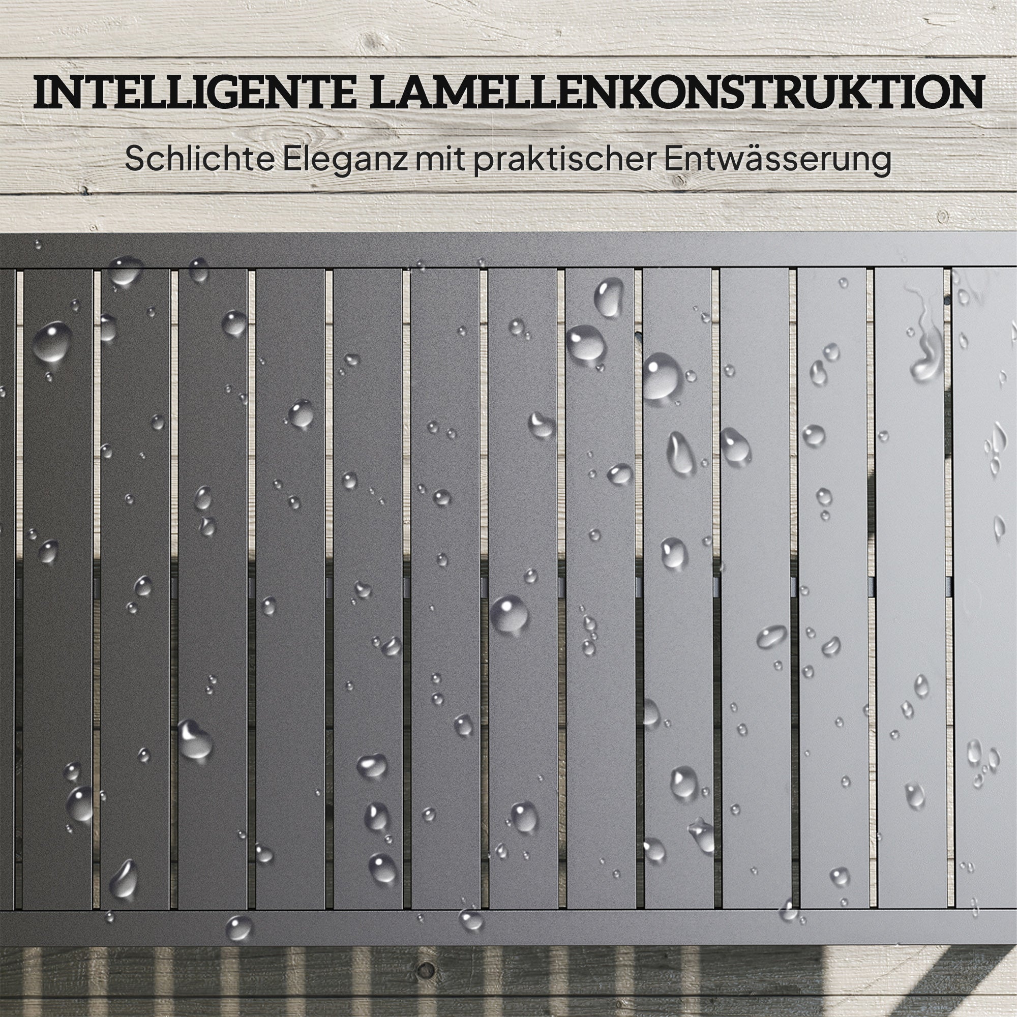 Side Table with Slatted Design, Outdoor Coffee Table made of Aluminum, Weatherproof Garden Table, Easy to Clean Sofa Table for Balcony Garden Terrace, 90 x 50 x 42 cm, Black