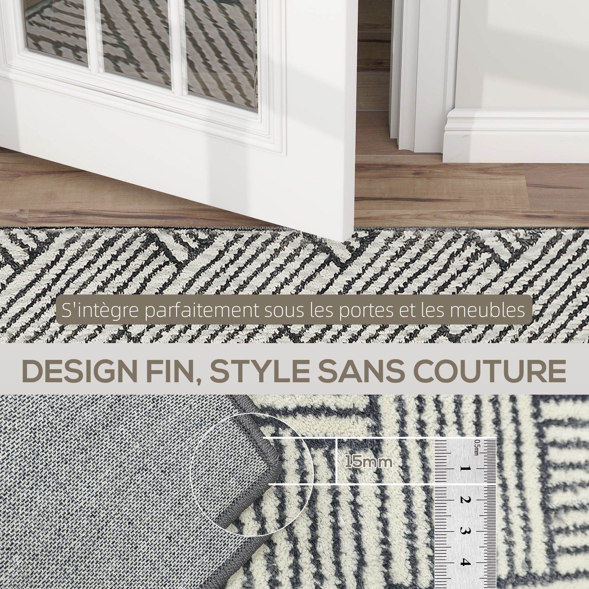 Living Room Rug 200 x 140 cm Short Pile Rug, Machine Washable, Hypoallergenic, for Living Room, Bedroom, Office, Light Gray