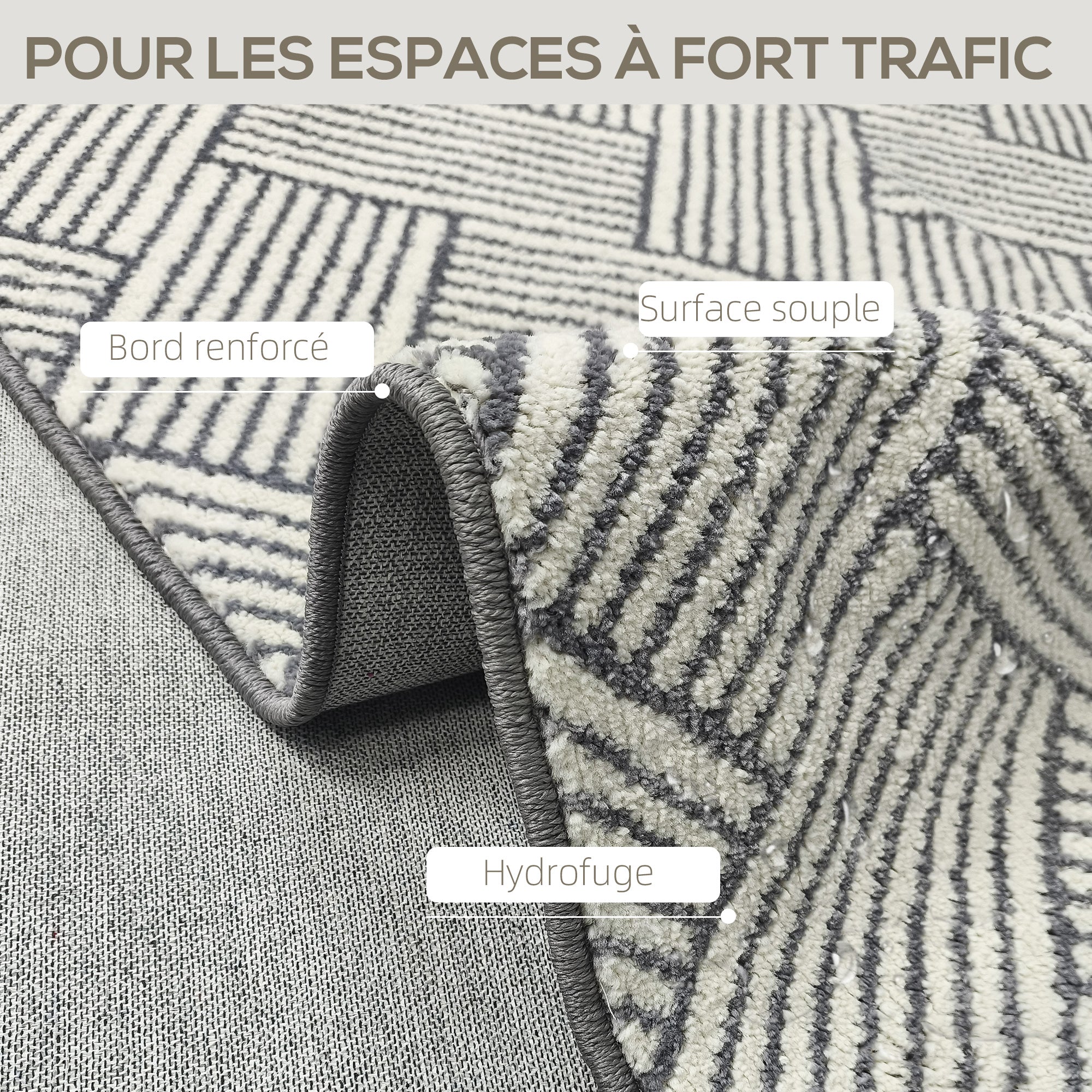 Living Room Rug 200 x 140 cm Short Pile Rug, Machine Washable, Hypoallergenic, for Living Room, Bedroom, Office, Light Gray