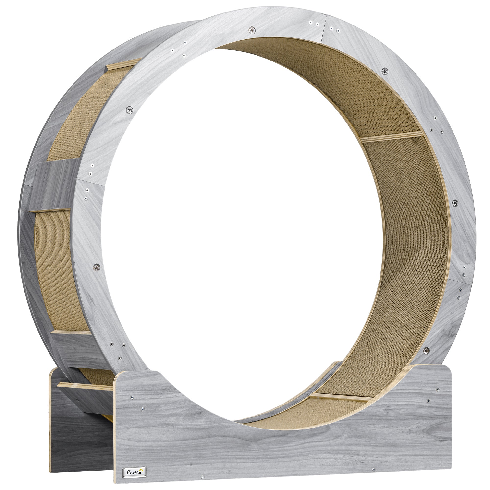 Cat Exercise Wheel 91 cm Diameter Cat Wheel with Brake Treadmill Scratching Board, Cat Wheel Track for Weight Loss & Health, Grey