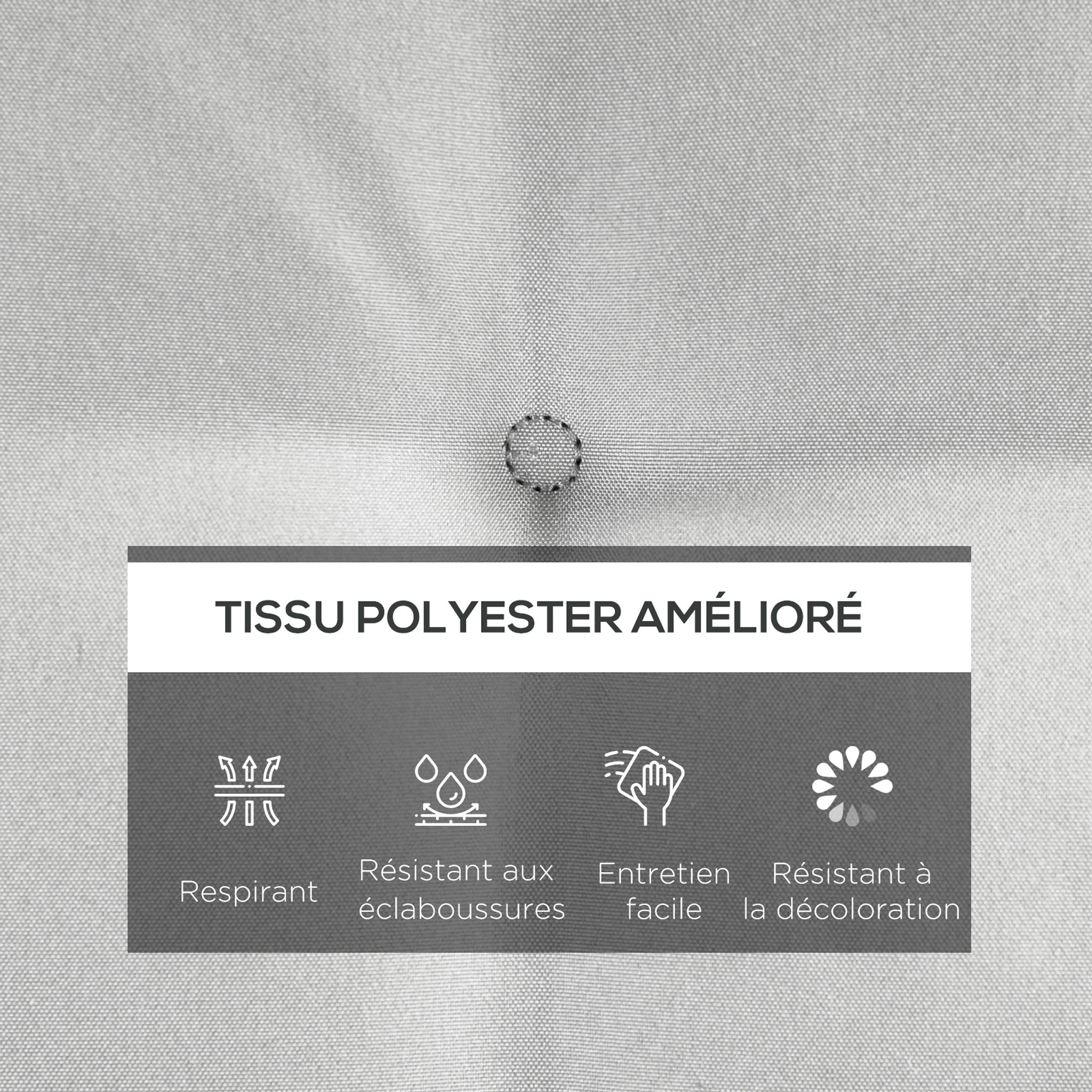 Set of 4 Padded Garden Chair Cushions Outdoor Seat Cushions 4 cm Padding Polyester Fabric 43L x 41W cm Light Grey