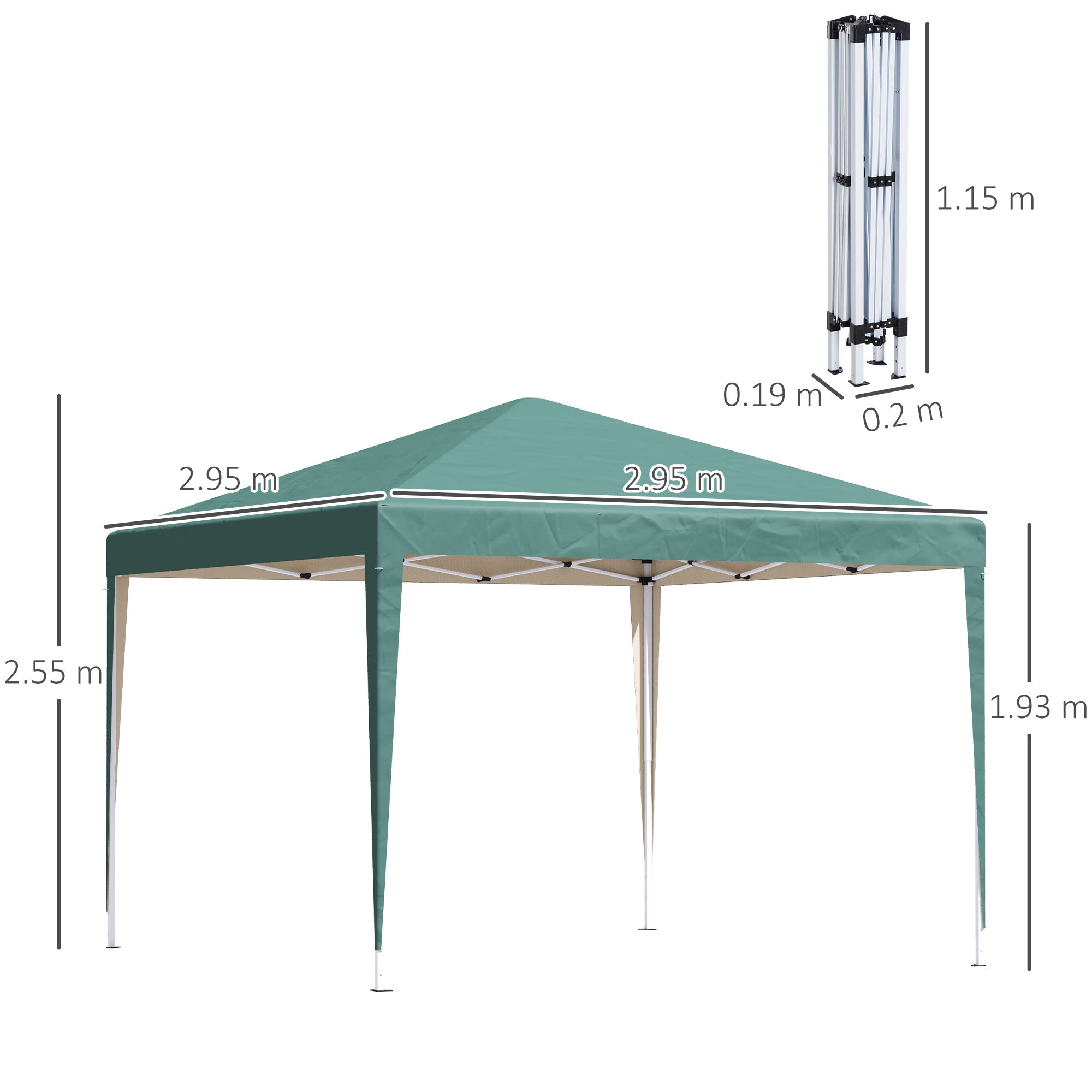 Pavilion approx. 3x3m, water repellent Stable Winterproof Pop-up Foldable Pavilion, UV Protection, Foldable Party Tent Garden Tent with Bag, Garden Pavilion for Camping Garden, Green