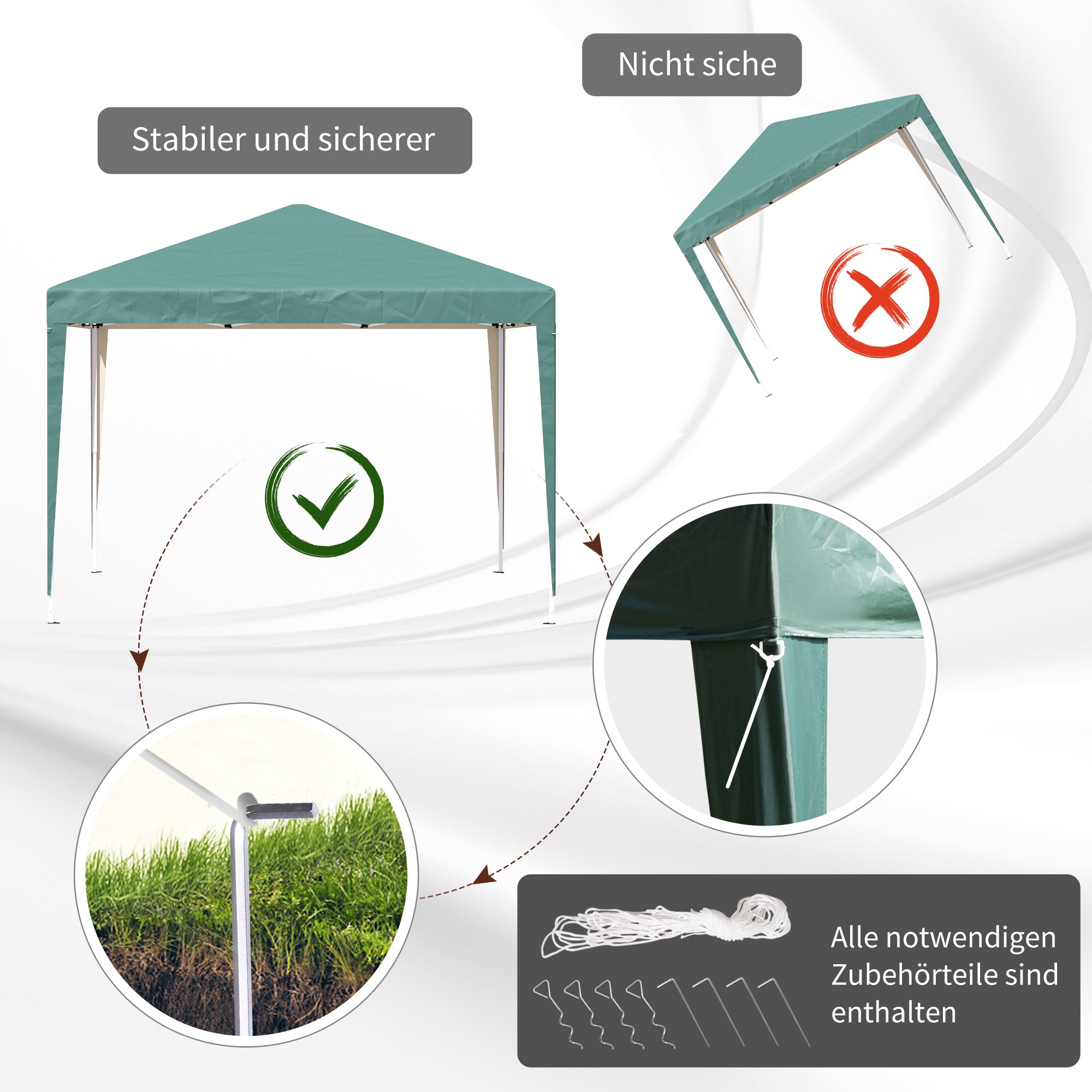 Pavilion approx. 3x3m, water repellent Stable Winterproof Pop-up Foldable Pavilion, UV Protection, Foldable Party Tent Garden Tent with Bag, Garden Pavilion for Camping Garden, Green