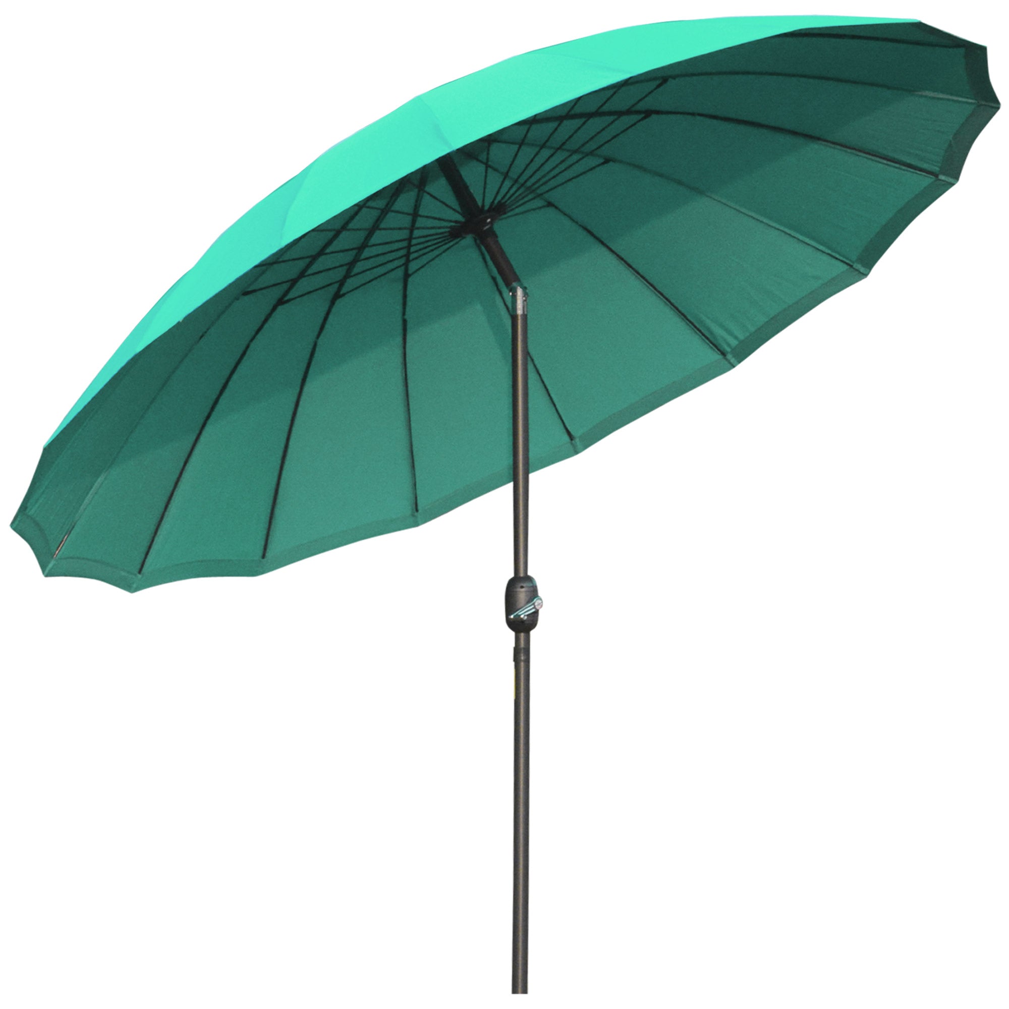 Terrace Umbrella Ø250 cm Garden Umbrella with Adjustable Angle 18 Ribs and Crank Waterproof Parasol for Patio Terrace Green