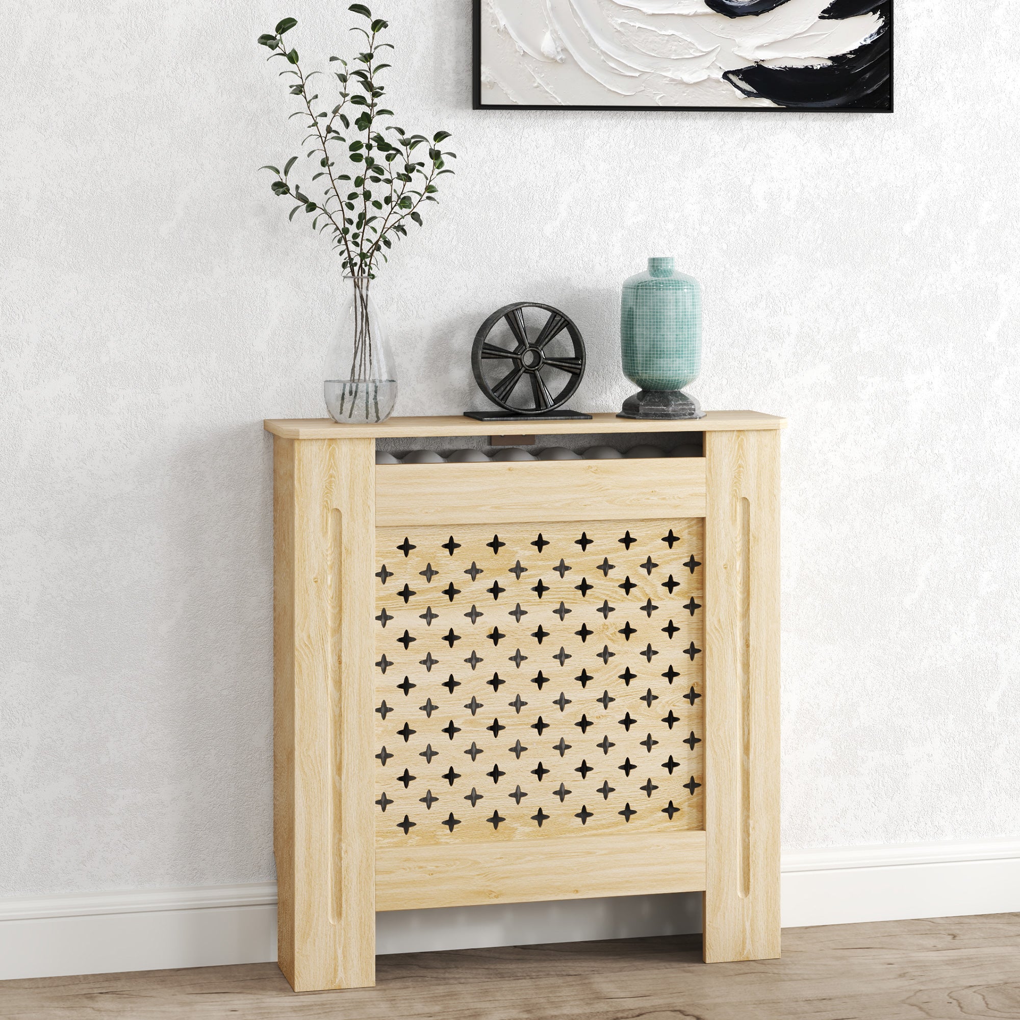 Radiator Cover MDF Radiator Cover 78x19x82 cm Radiator Cover for Living Room Bedroom Hallway Oak