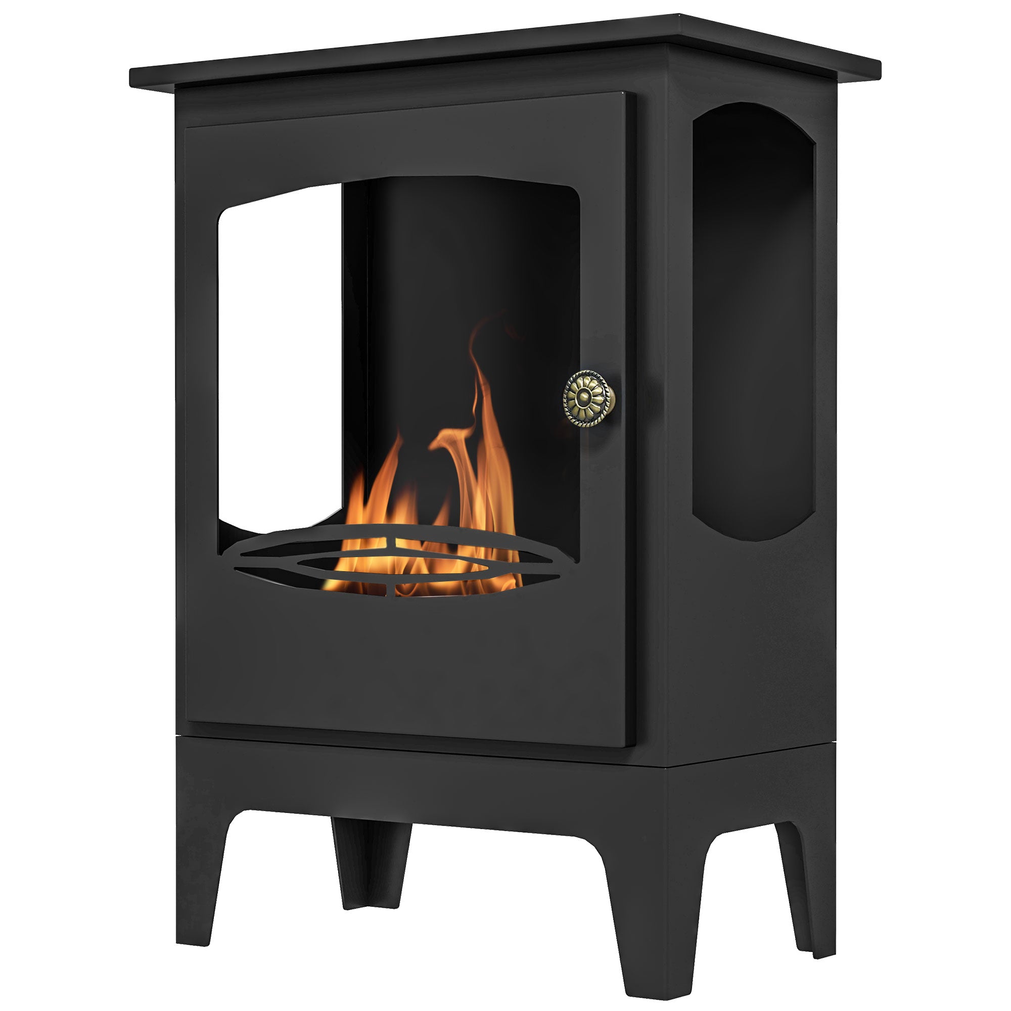 Ethanol Fireplace 7000BTU Bioethanol Fireplace with Stainless Steel Extinguisher Tank 1.2 L Combustion Time 3H for Indoors 20-25 sqm 39x26x54 cm Black