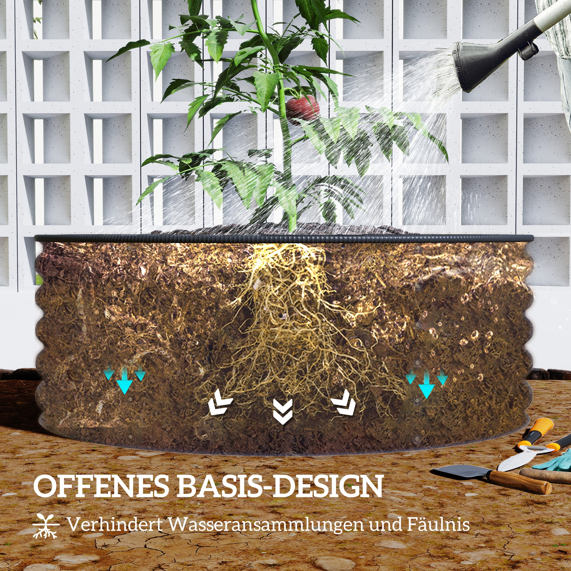 Steel Raised Bed, Plant Bed Greenhouse Garden Bed Stackable Planter Interchangeable Plant Box 120x120x43cm Vegetable Bed for Garden Balcony Terrace, Planter for Flowers, Plants