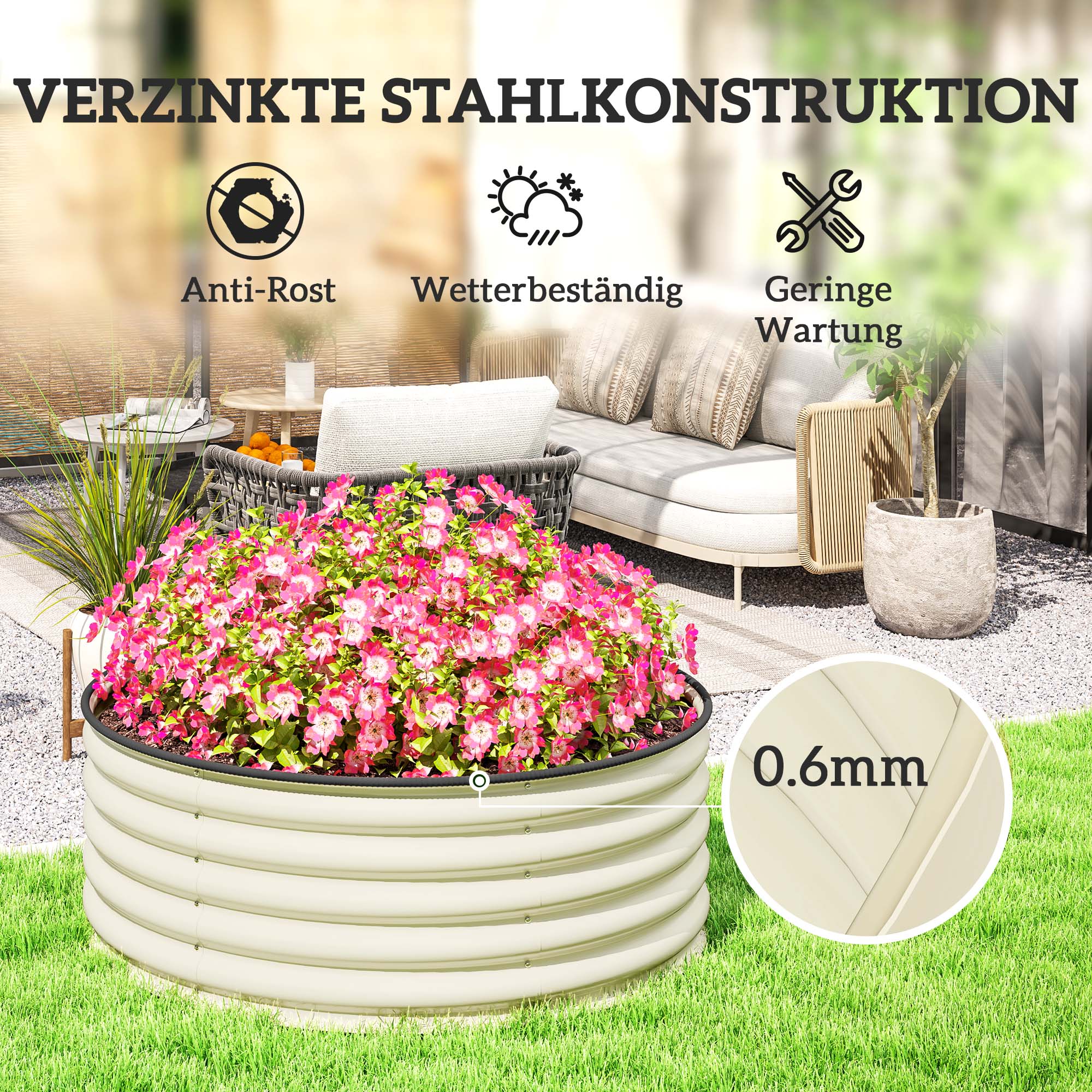 Steel Raised Bed, Plant Bed Greenhouse Garden Bed Stackable Planter Interchangeable Plant Box 120x120x43cm Vegetable Bed for Garden Balcony Terrace, Planter for Flowers, Plants