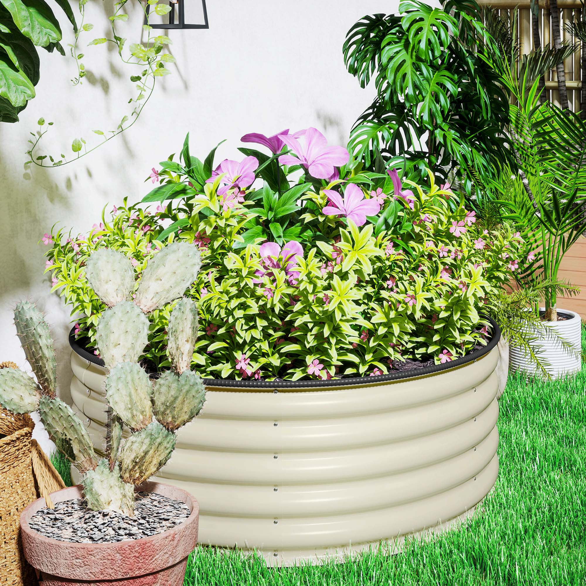 Steel Raised Bed, Plant Bed Greenhouse Garden Bed Stackable Planter Interchangeable Plant Box 120x120x43cm Vegetable Bed for Garden Balcony Terrace, Planter for Flowers, Plants