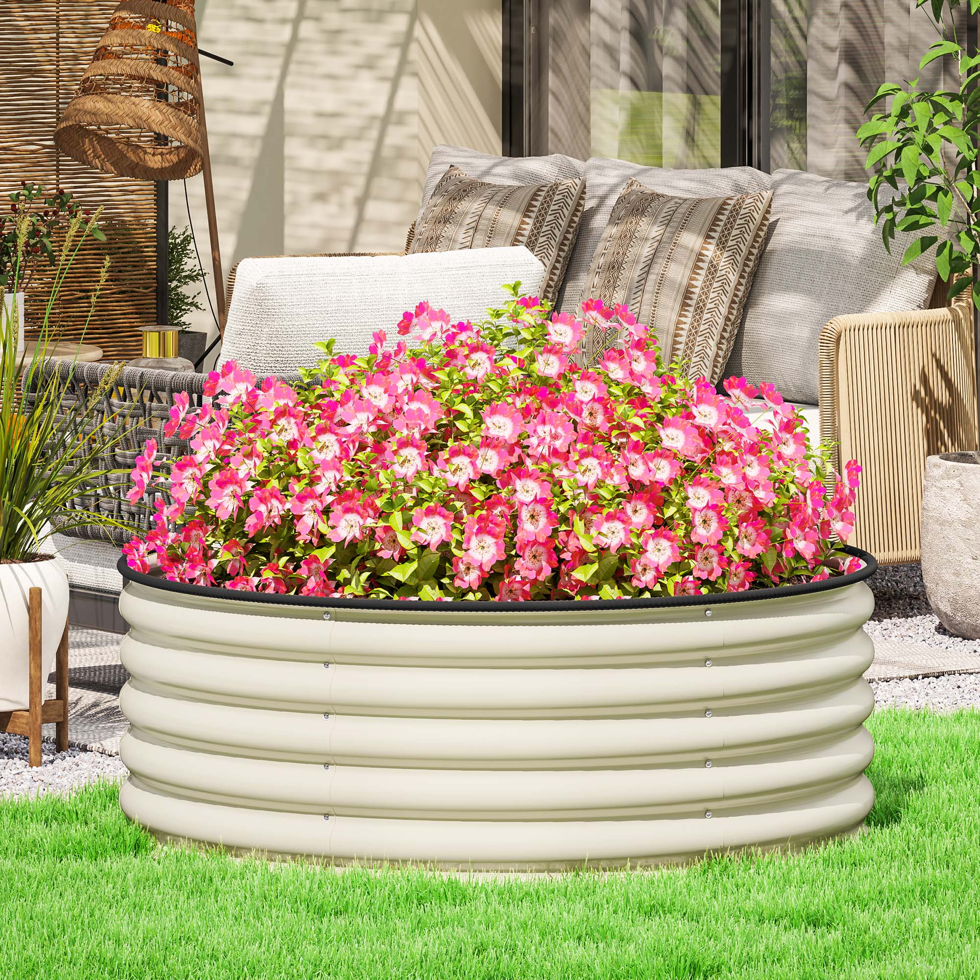 Steel Raised Bed, Plant Bed Greenhouse Garden Bed Stackable Planter Interchangeable Plant Box 120x120x43cm Vegetable Bed for Garden Balcony Terrace, Planter for Flowers, Plants